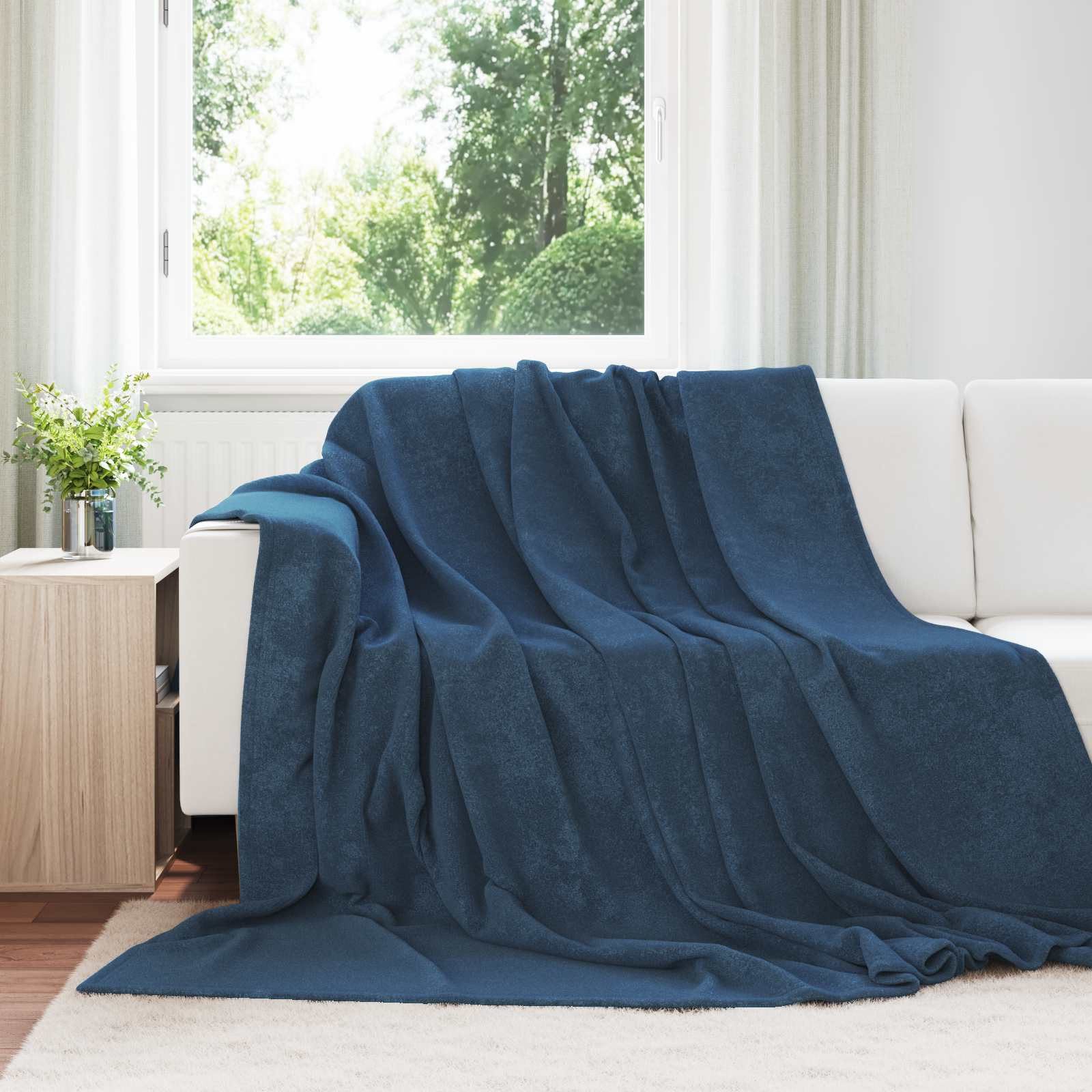 vidaXL Bettüberwurf Überwurfdecke Marineblau 220 x 240 cm Fleece
