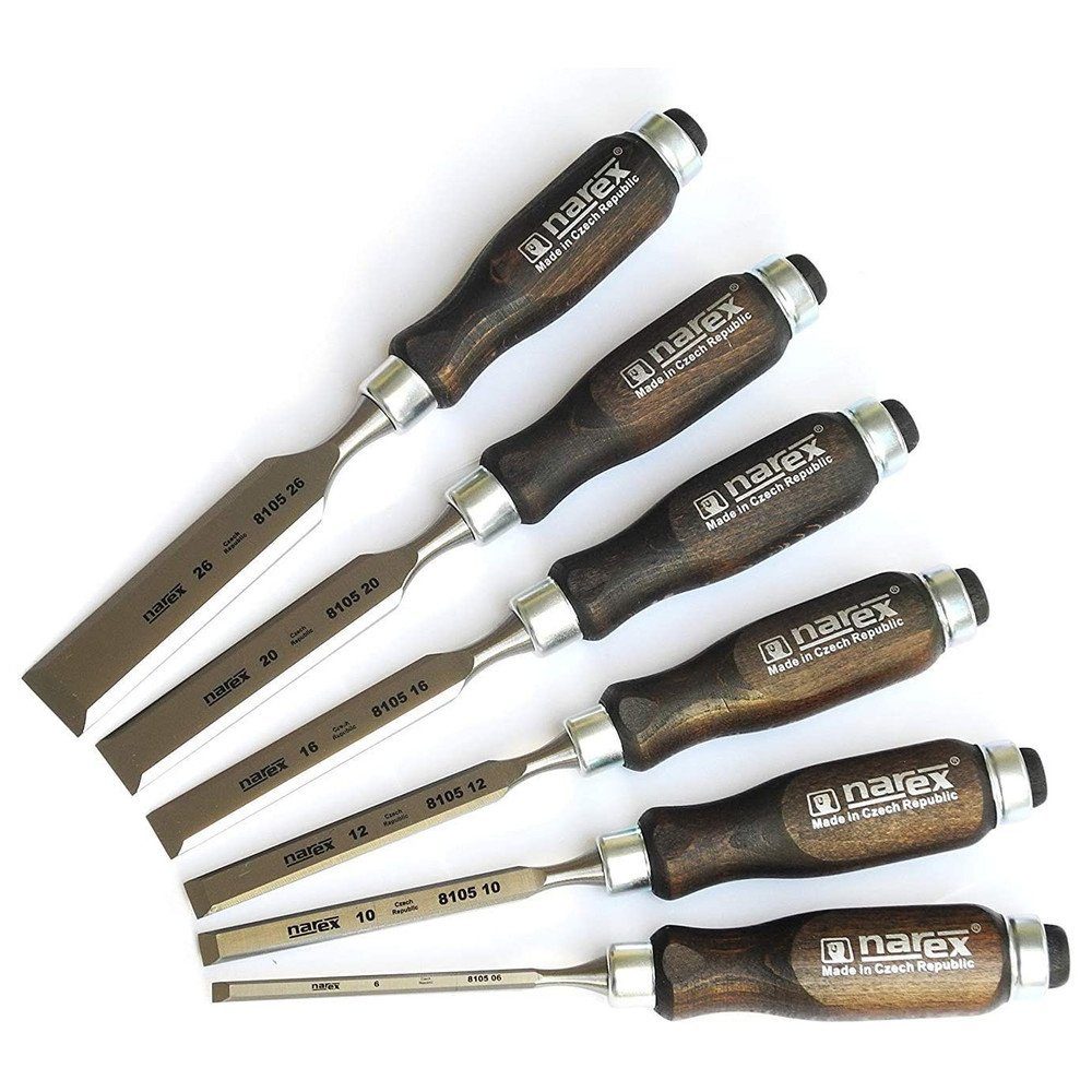 NAREX Stechbeitel Stechbeitel Set in Holzkiste, 6-teilig