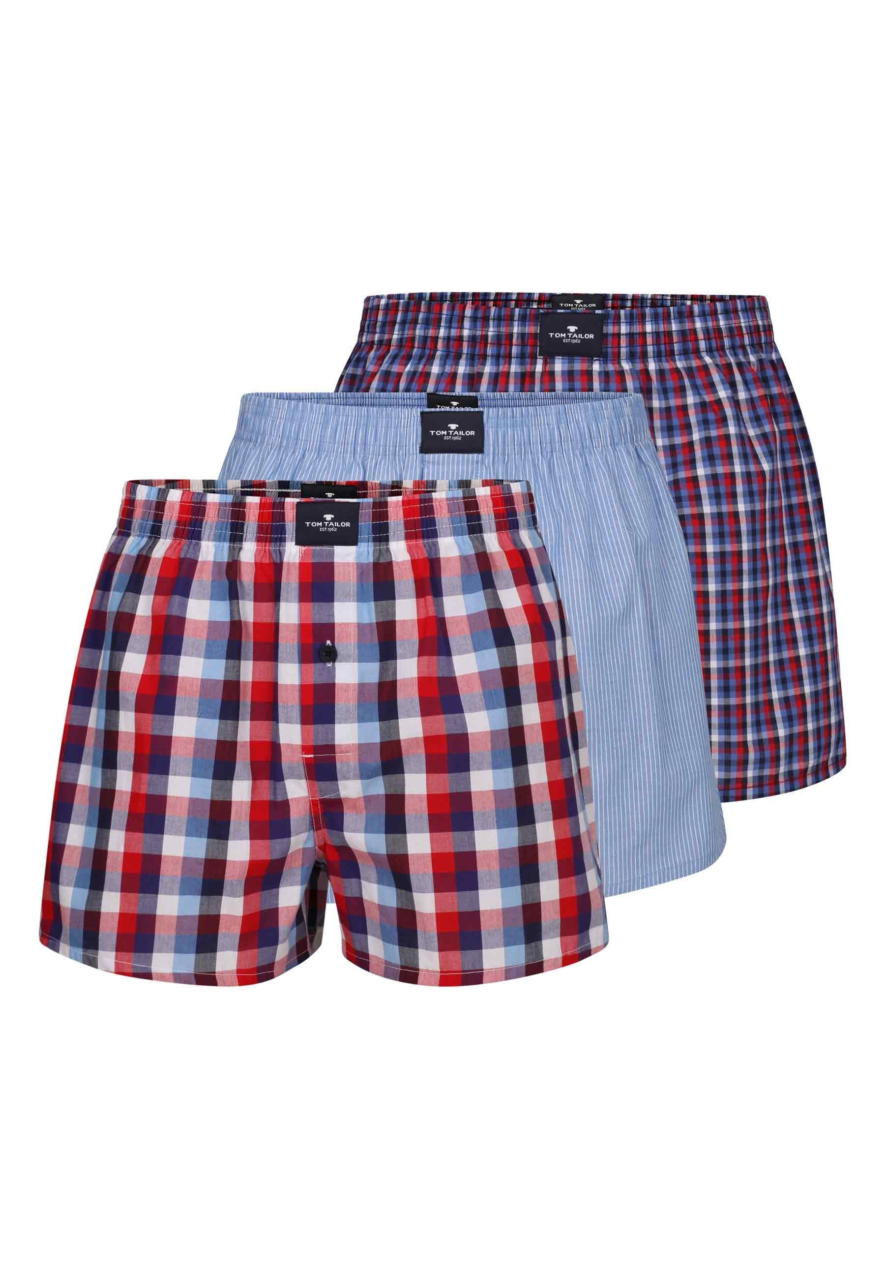 TAILOR kariert TAILOR TOM TOM Boxershort Herren rot-mittel-Karo (3-St) Pack Boxershorts rot 3er