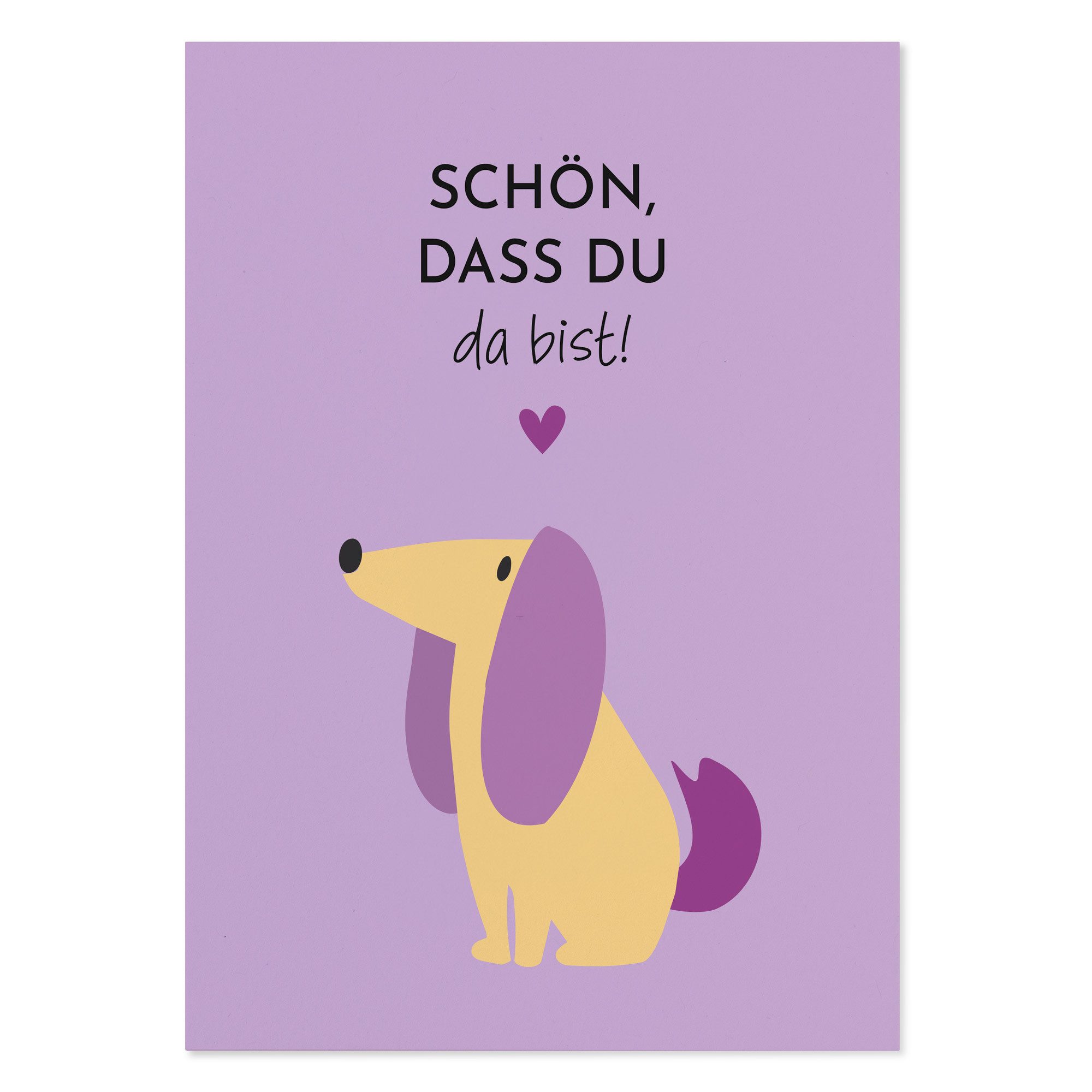 Bow & Hummingbird Grußkarten Postkarte Freundschaft „Schön, dass du da bist“ Geschenk für Freundin, Postkarte Hund aus Recyclingpapier