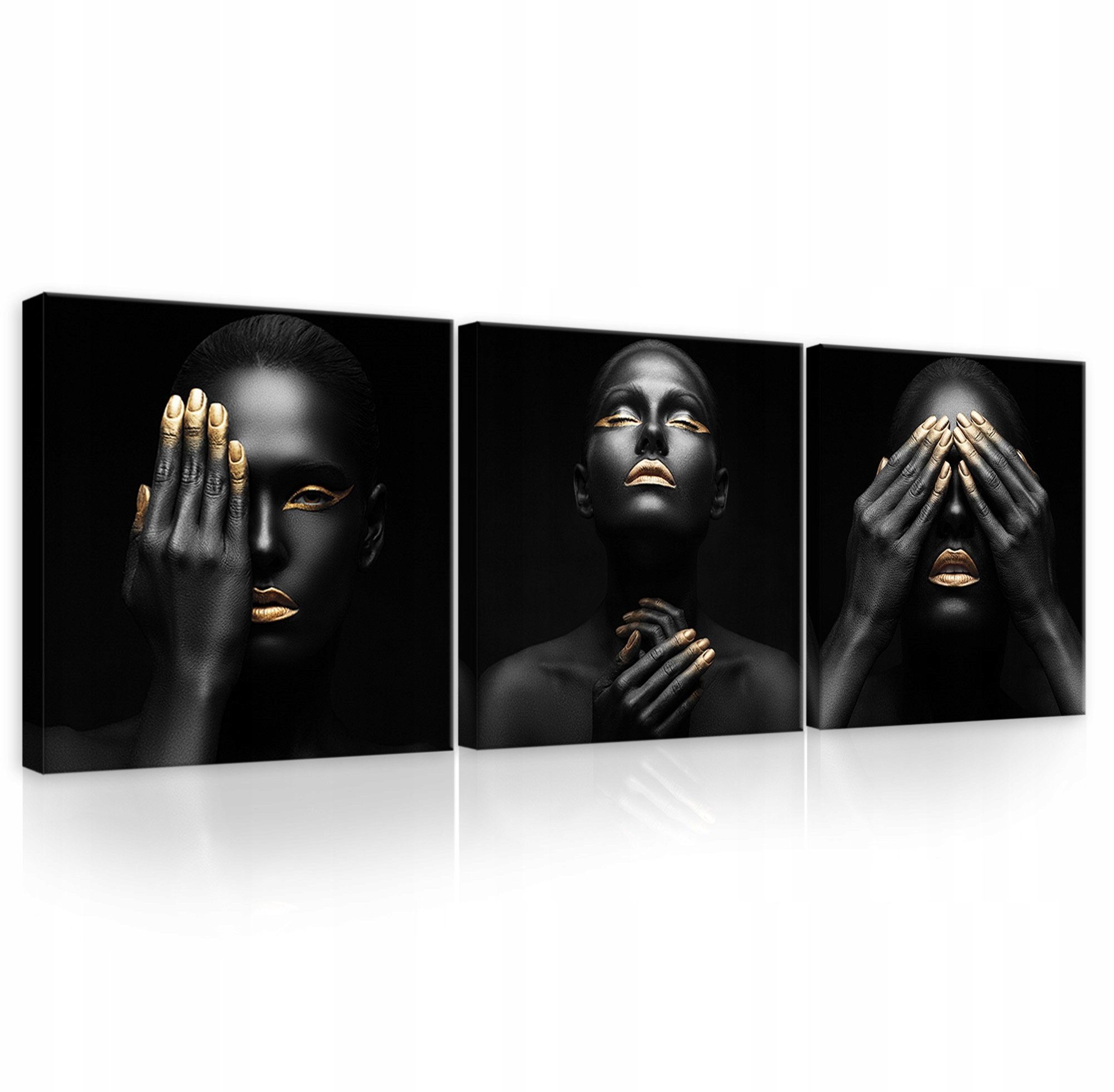 Wallarena Leinwandbild Frau Schwarz Wandbild 3 Teile SET XXL Wandbilder Lei günstig online kaufen