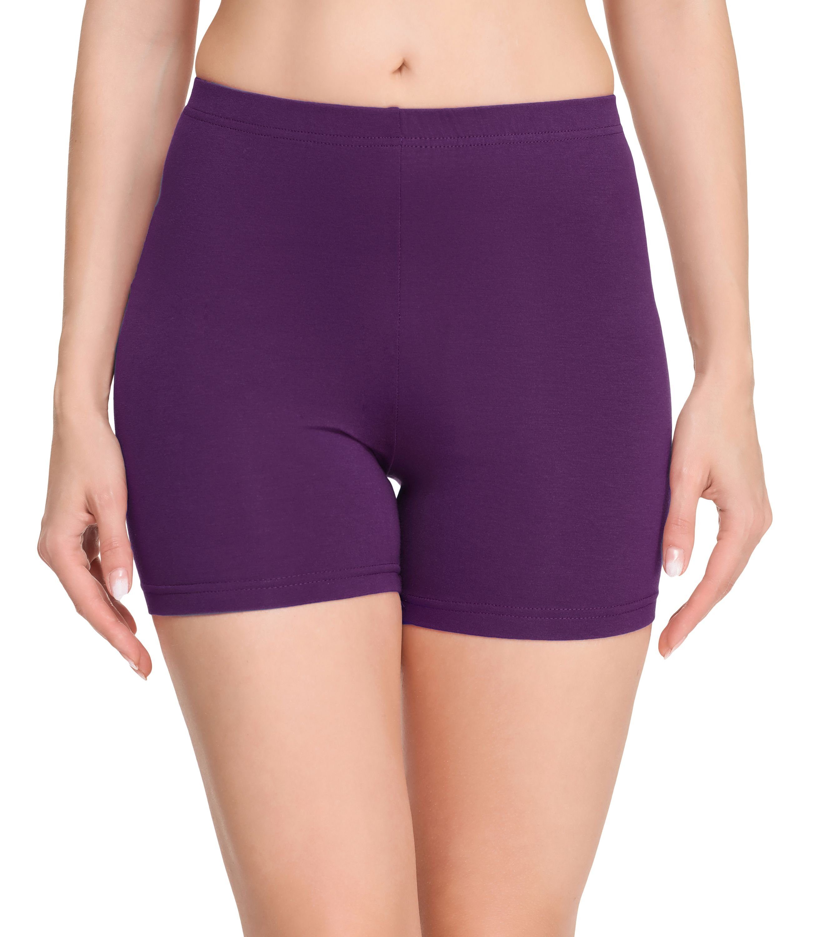 Merry Style Leggings Damen Shorts Radlerhose Unterhose Hotpants Boxershorts MS10-392 (1-tlg) elastischer Bund Purpur | Shorts