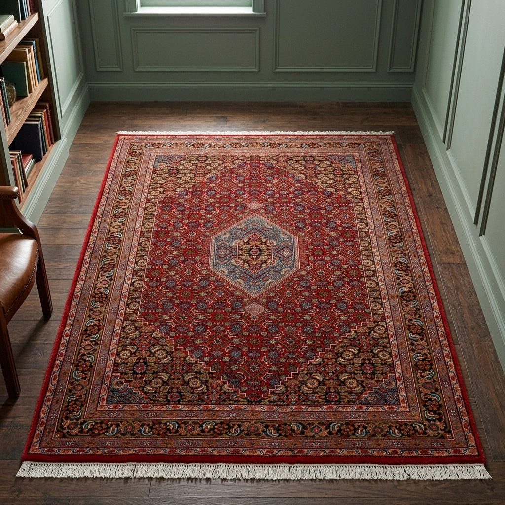 THEKO Orientteppich Benares Bidjar, handgeknüpft, rechteckig, Höhe: 12 mm, reine Wolle, mit Fransen, auch als Läufer, Wohnzimmer