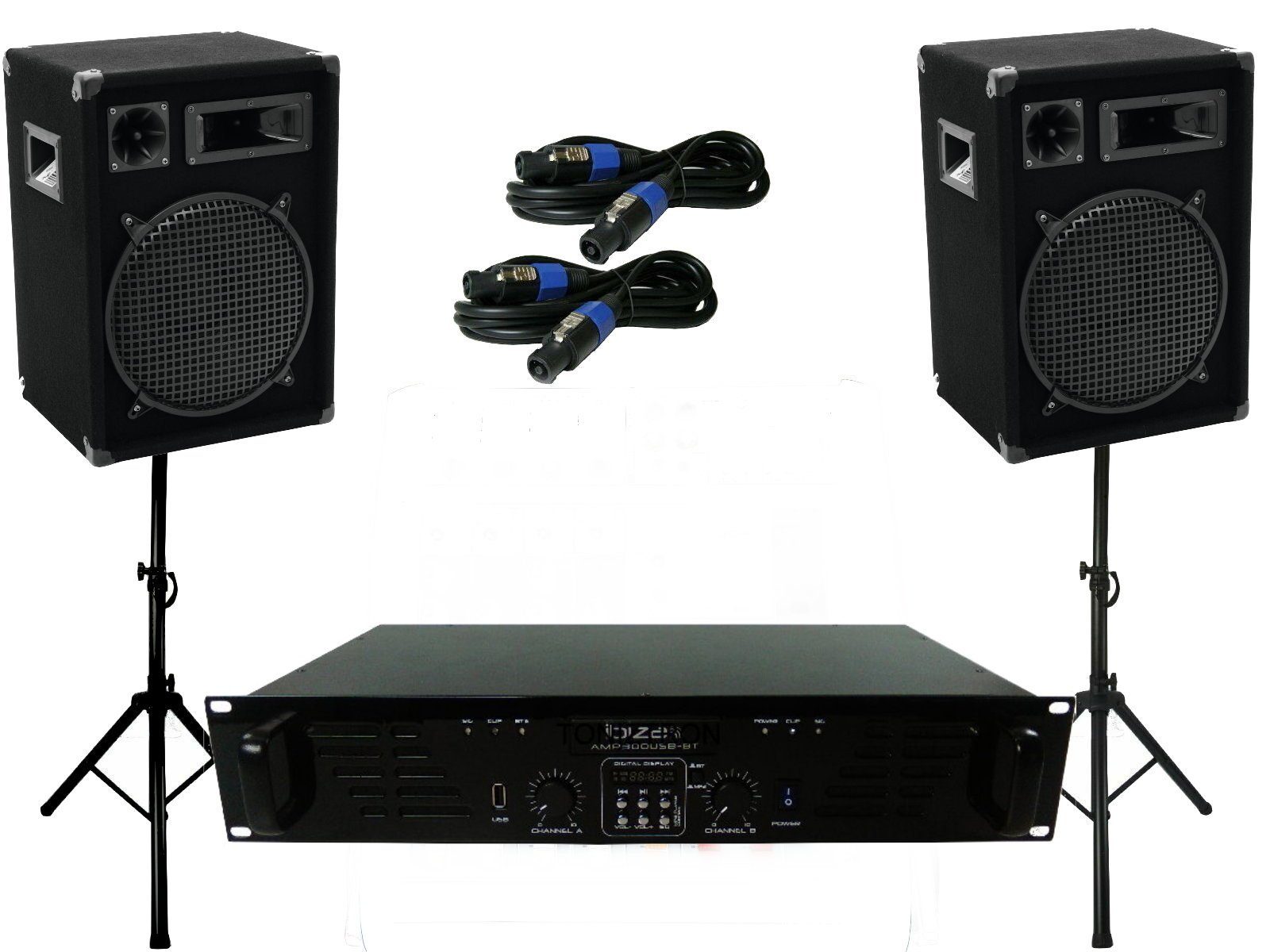 Lautsprecher DSX USB W) Kabel (1500 Musikanlage Verstärker Sound 1680Watt Party-Lautsprecher Bluetooth
