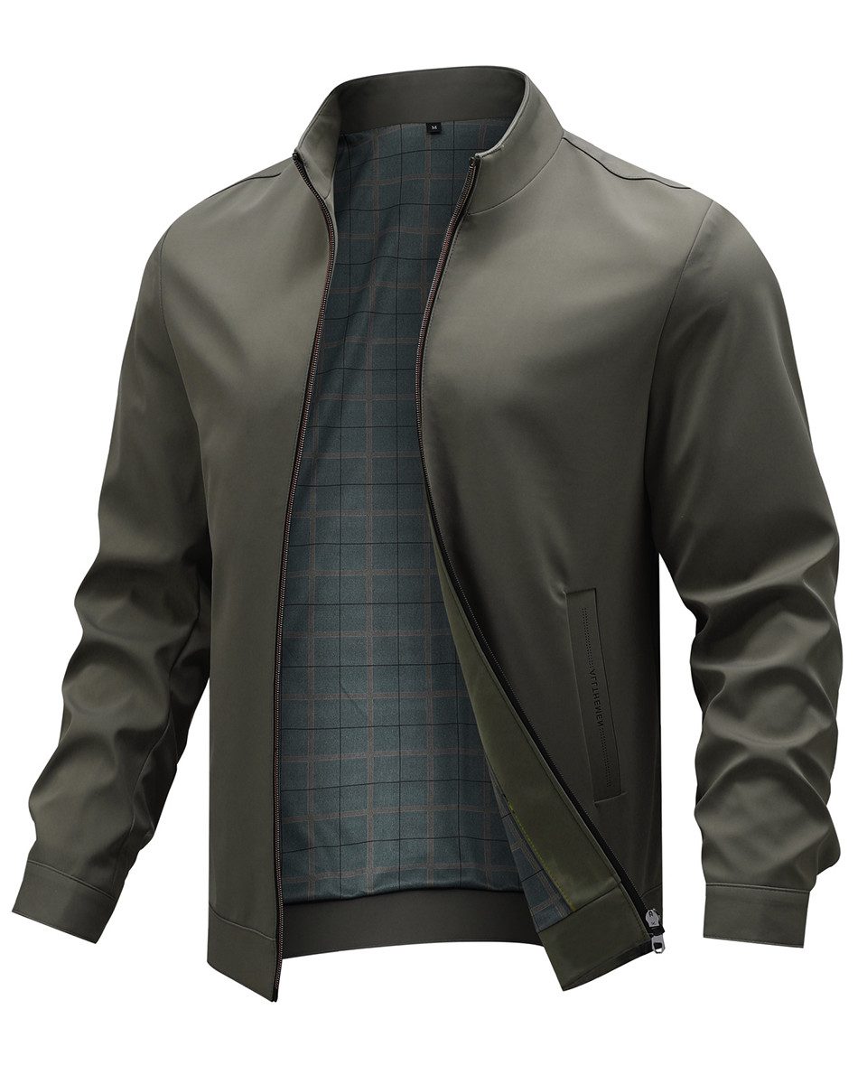 Allthemen Bomberjacke Herren Bomberjacke mit Stehkragen Business Regular Fit Übergangsjacke