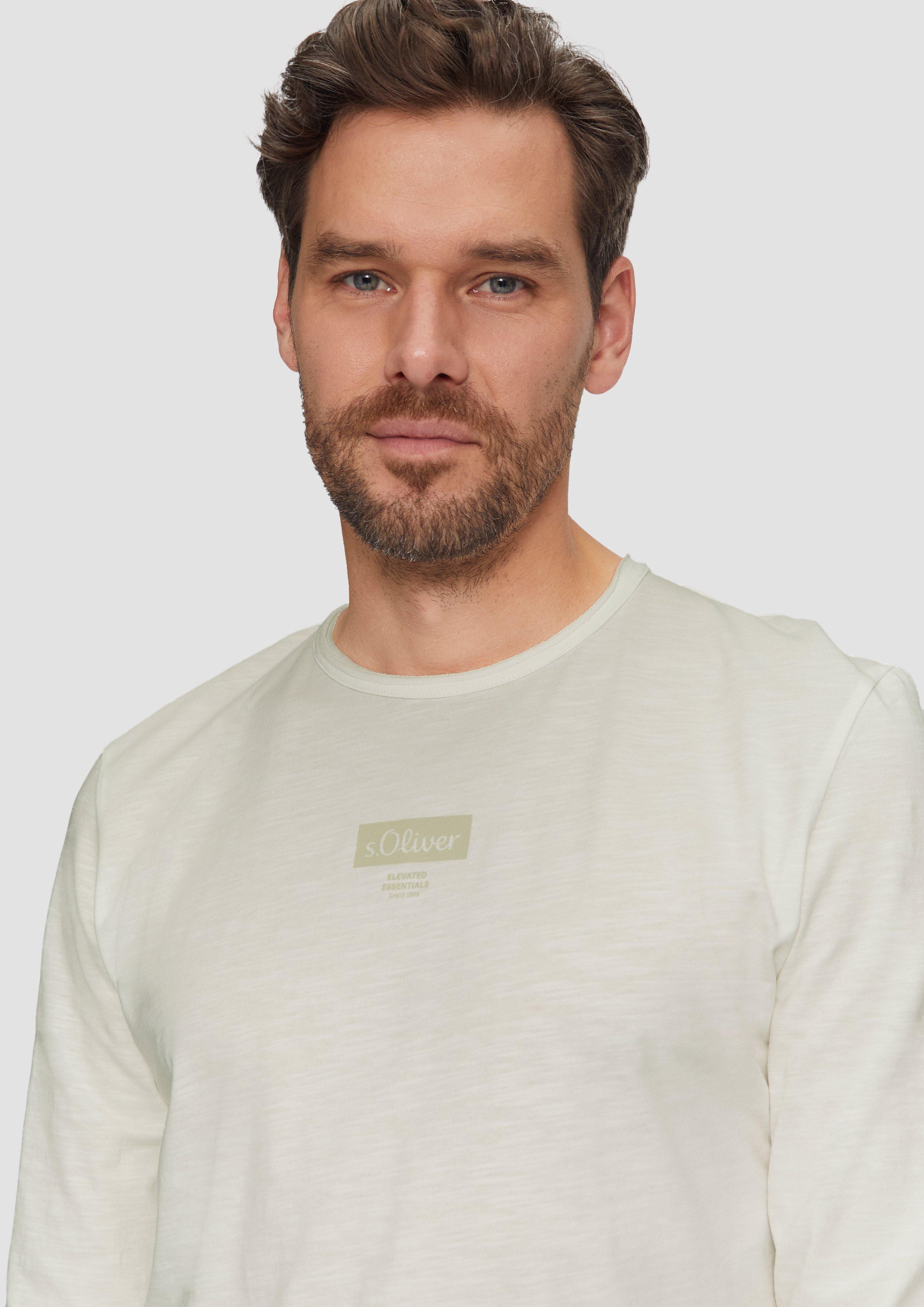 s.Oliver Langarmshirt Logo-Shirt mit Rollkante und günstig online kaufen