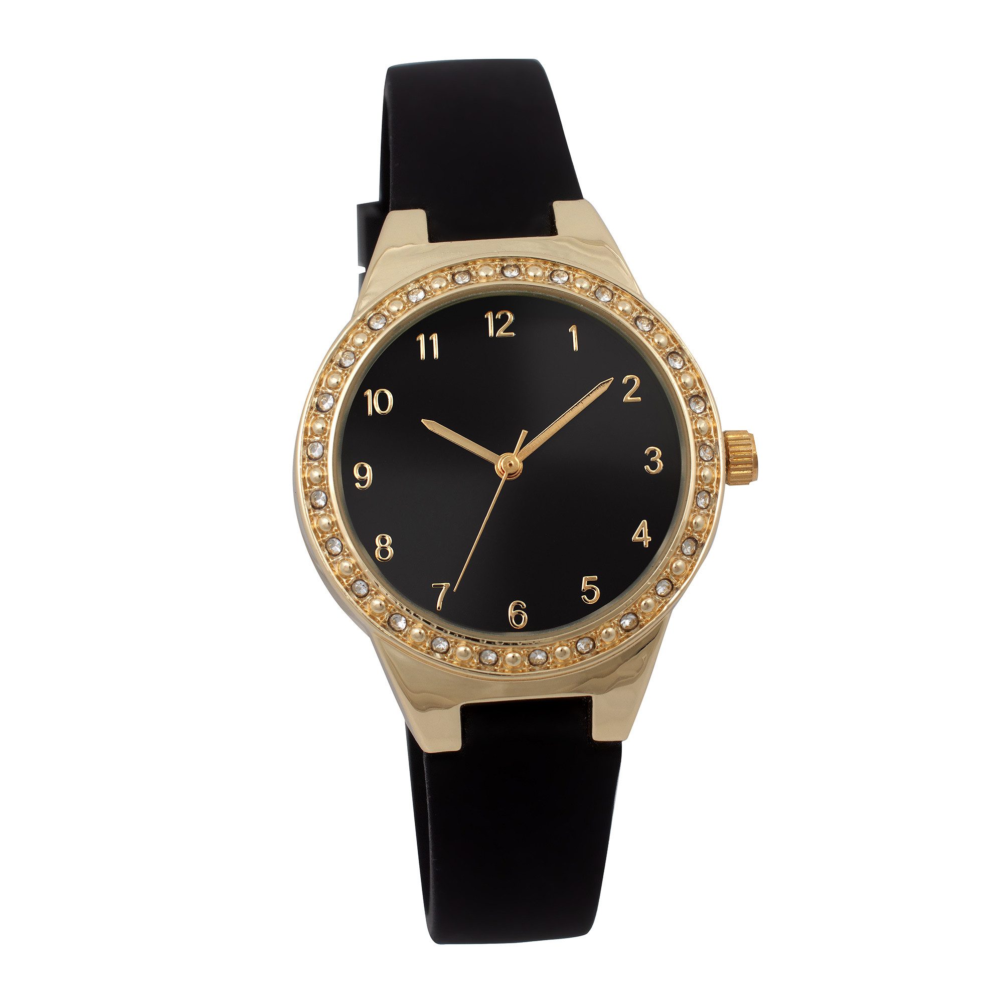 Miraval Quarzuhr Damen Armbanduhr Schwarz Gold, Goldfarbenes Gehäuse & Silikonarmband