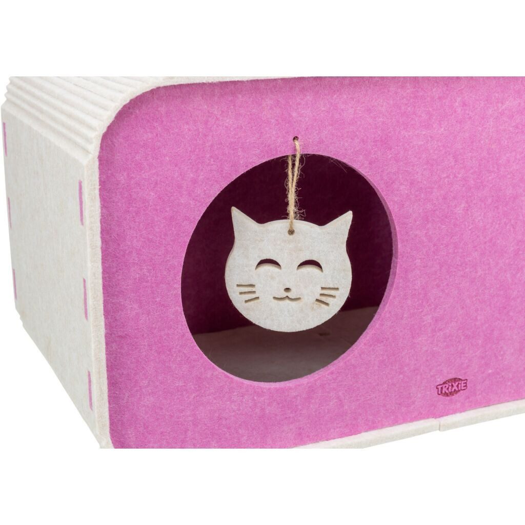 TRIXIE Schlafhöhle Katzenhöhle Merle aus Filz - sand/beere - 58 × 29 × 27 cm