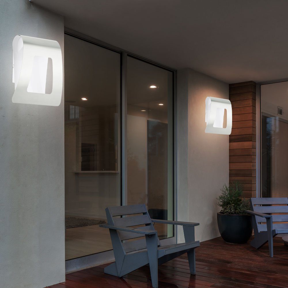 etc-shop Außen-Wandleuchte, LED-Leuchtmittel fest verbaut, Warmweiß, 2er Set LED Außen Bereich Wand Lampen Hof Terrassen Leuchten Edelstahl