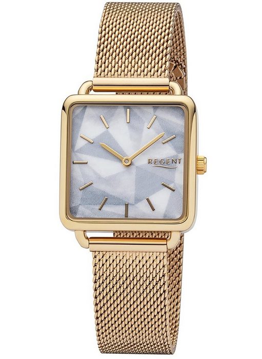 Regent Quarzuhr Regent Damen Analog Uhr BA-509 Metall (Armbanduhr) Damen Armbanduhr eckig Metallarmband gold