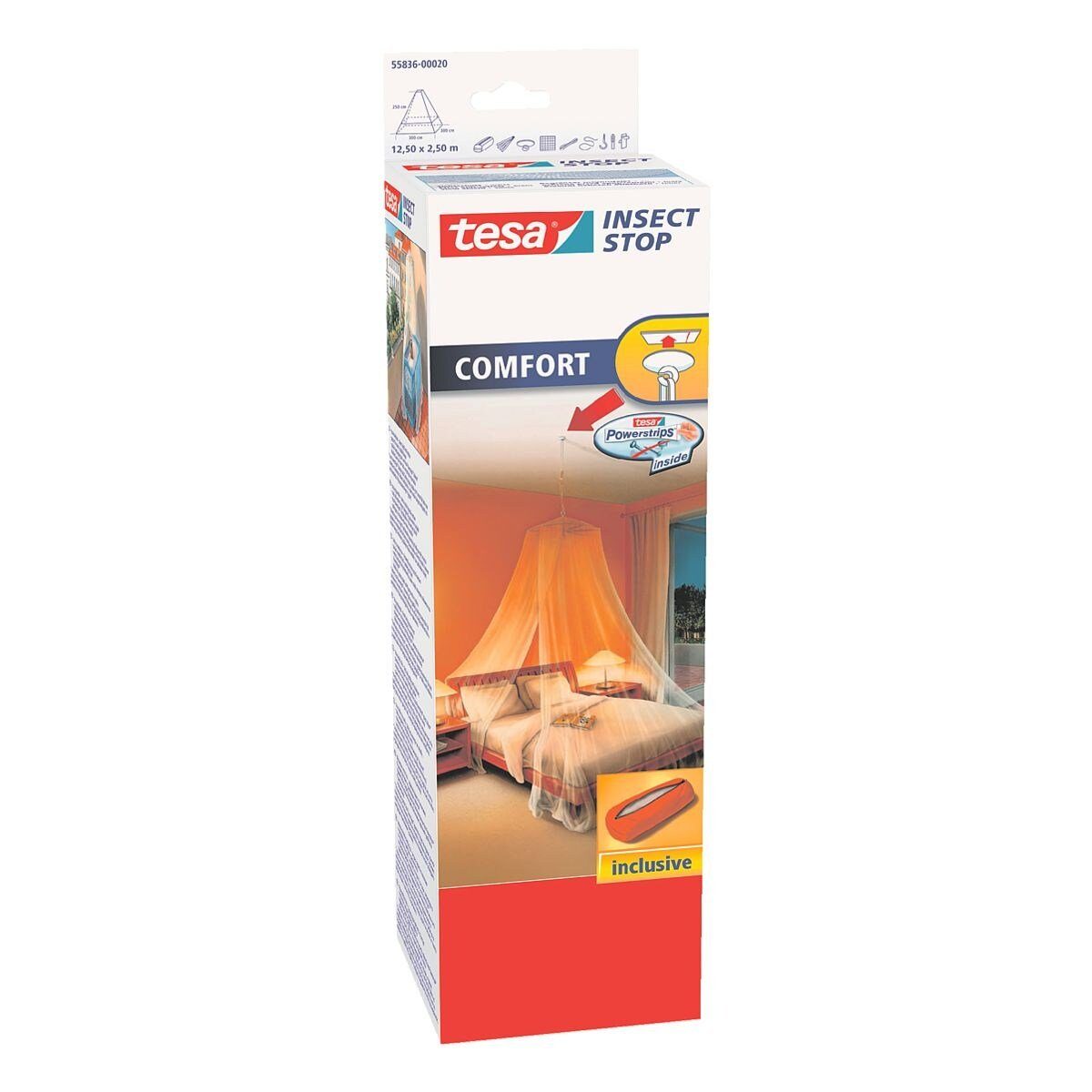 tesa Moskitonetz Comfort, für Einzel- und Doppelbetten, UV-beständig und waschbar
