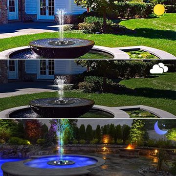 iceagle Gartenbrunnen Solar-Wasserbrunnen mit 6 farbigen LED, 3W Solar-Springbrunnenpumpe, für Außen, Solar Brunnen Gartenbrunnen, 6 LED, 30-60cm