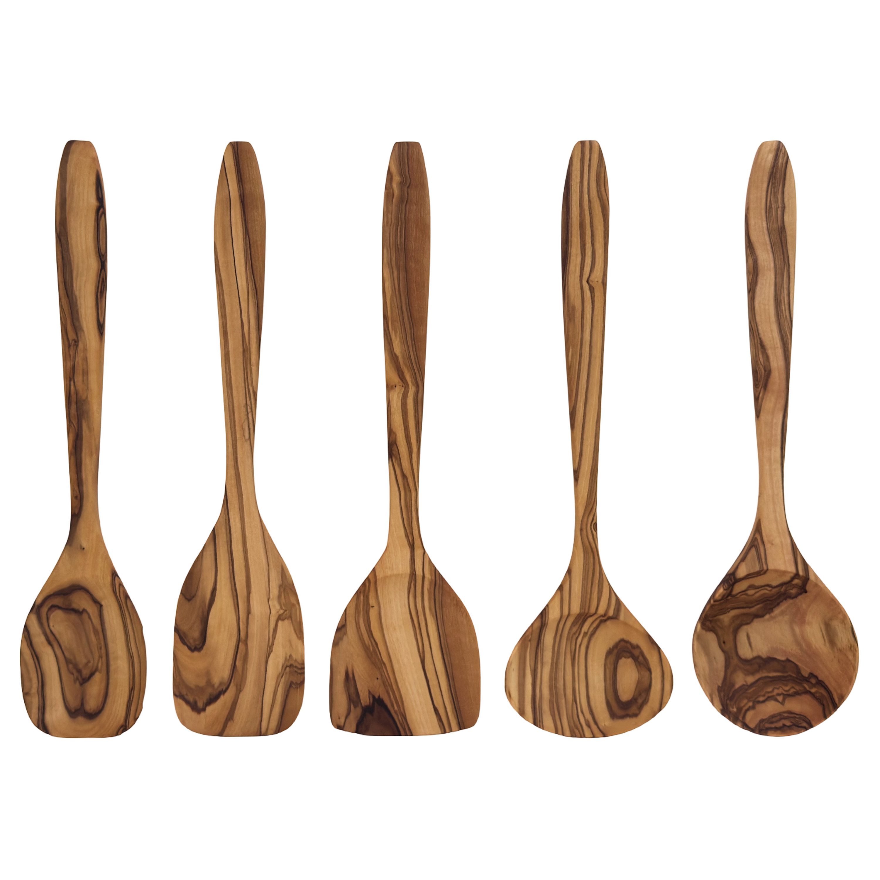 medina mood Kochbesteck-Set „Desir“ L 30 cm 5-teilig aus edlem Olivenholz (1-tlg), komfortabel, perfekt für alle Kochbedarfe