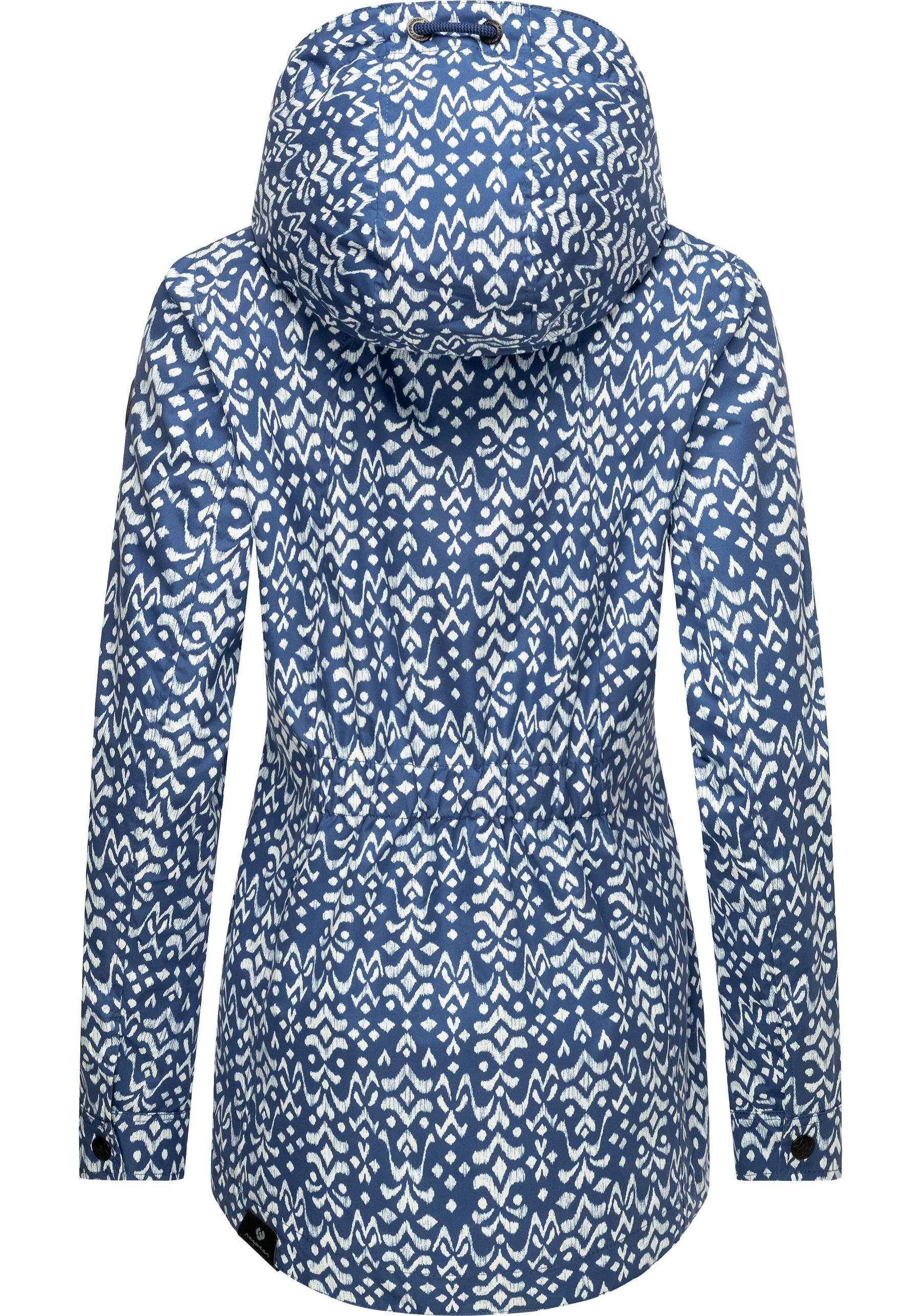Ragwear Outdoorjacke Zuzka Ikat Wasserdichte Übergangsjacke mit großer Kapuze