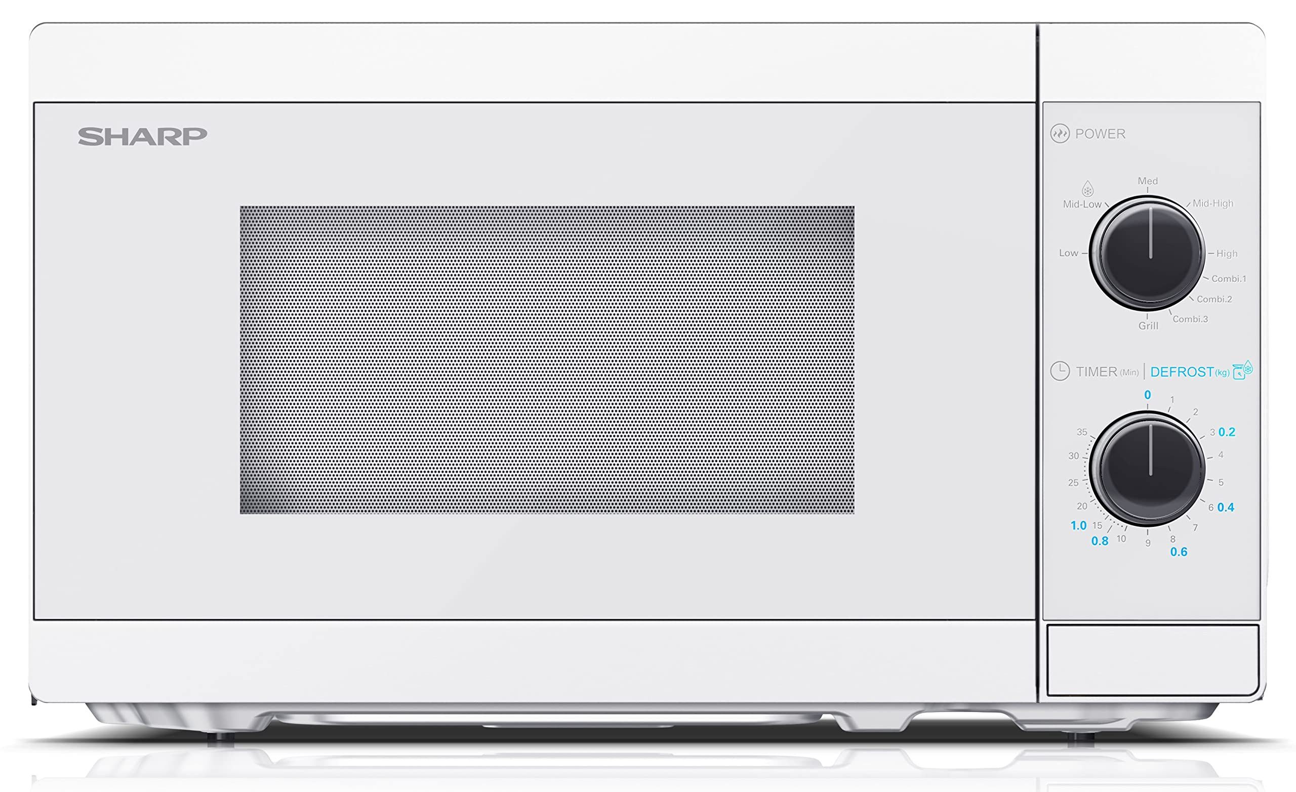 Sharp Mikrowelle YC-MG01E-C, 20 Liter 800 W, Edelstahl, LED-Beleuchtung