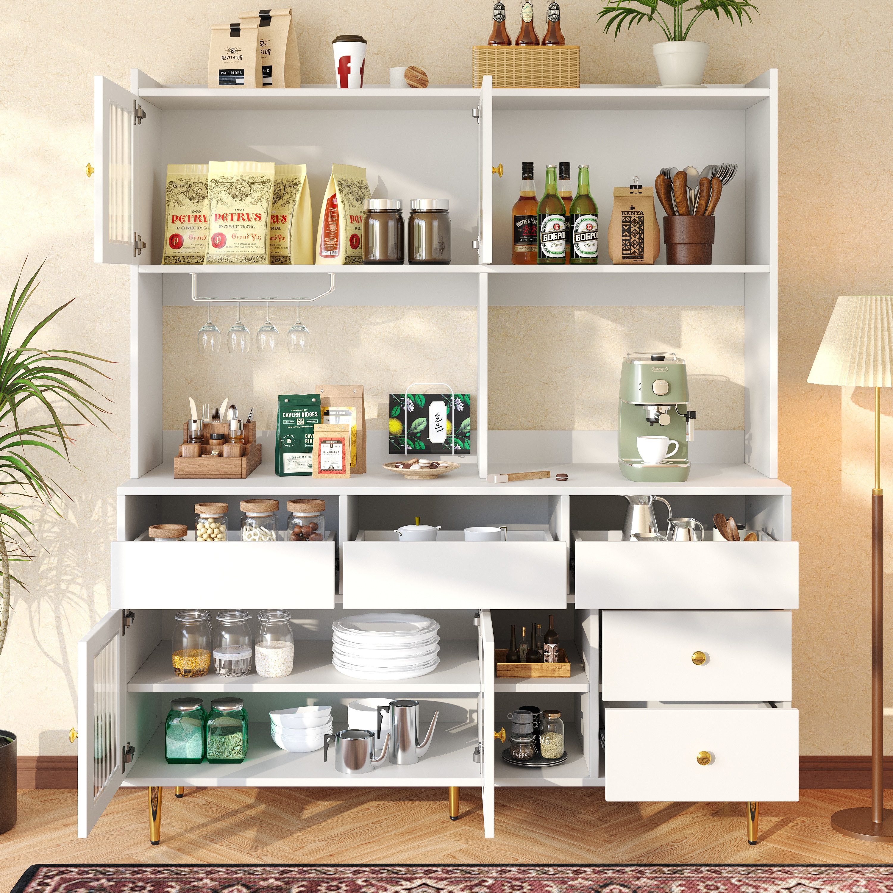 Flieks Hochschrank Küchenbuffet (145x39x171 cm, 1-St) günstig online kaufen