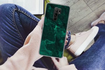 MuchoWow Handyhülle Marmor - Limone - Grün - Strukturiert - Marmoroptik, Phone Case, Handyhülle Xiaomi Redmi 9, Silikon, Schutzhülle
