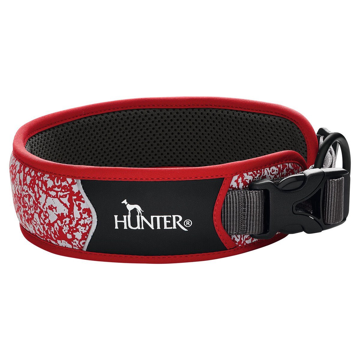 Hunter Tierbedarf Hunde-Halsband Halsband Divo Reflect rot/grau
