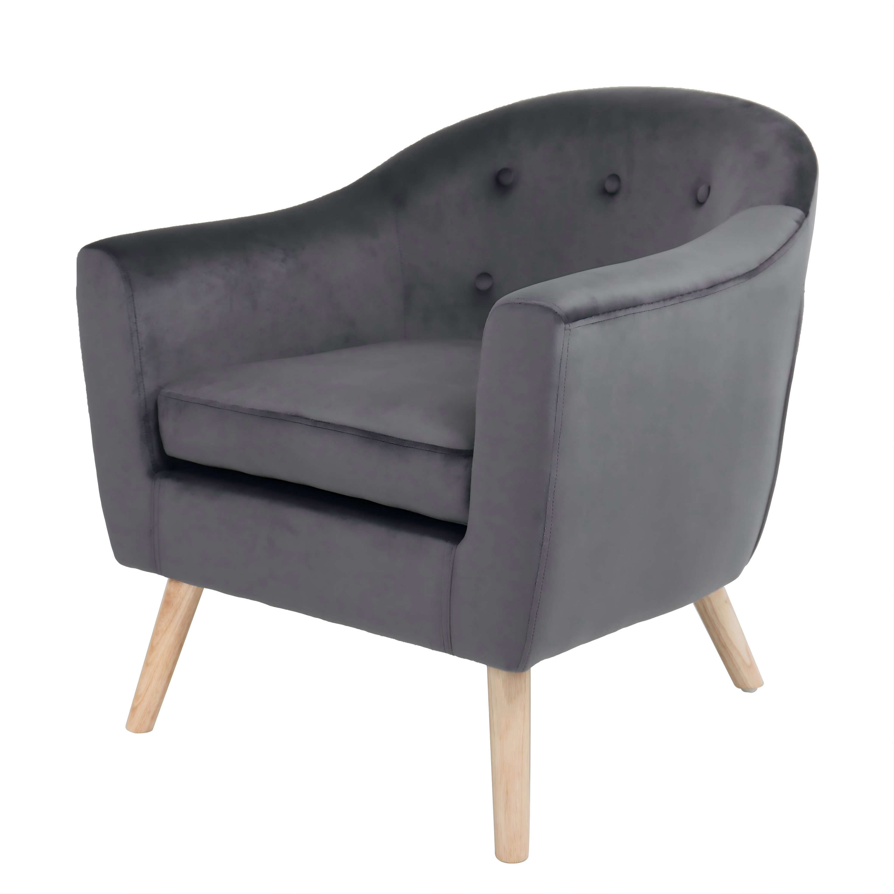 Happy Home Loungesessel Loungesessel mit Samtbezug & Holzoptik-Beinen