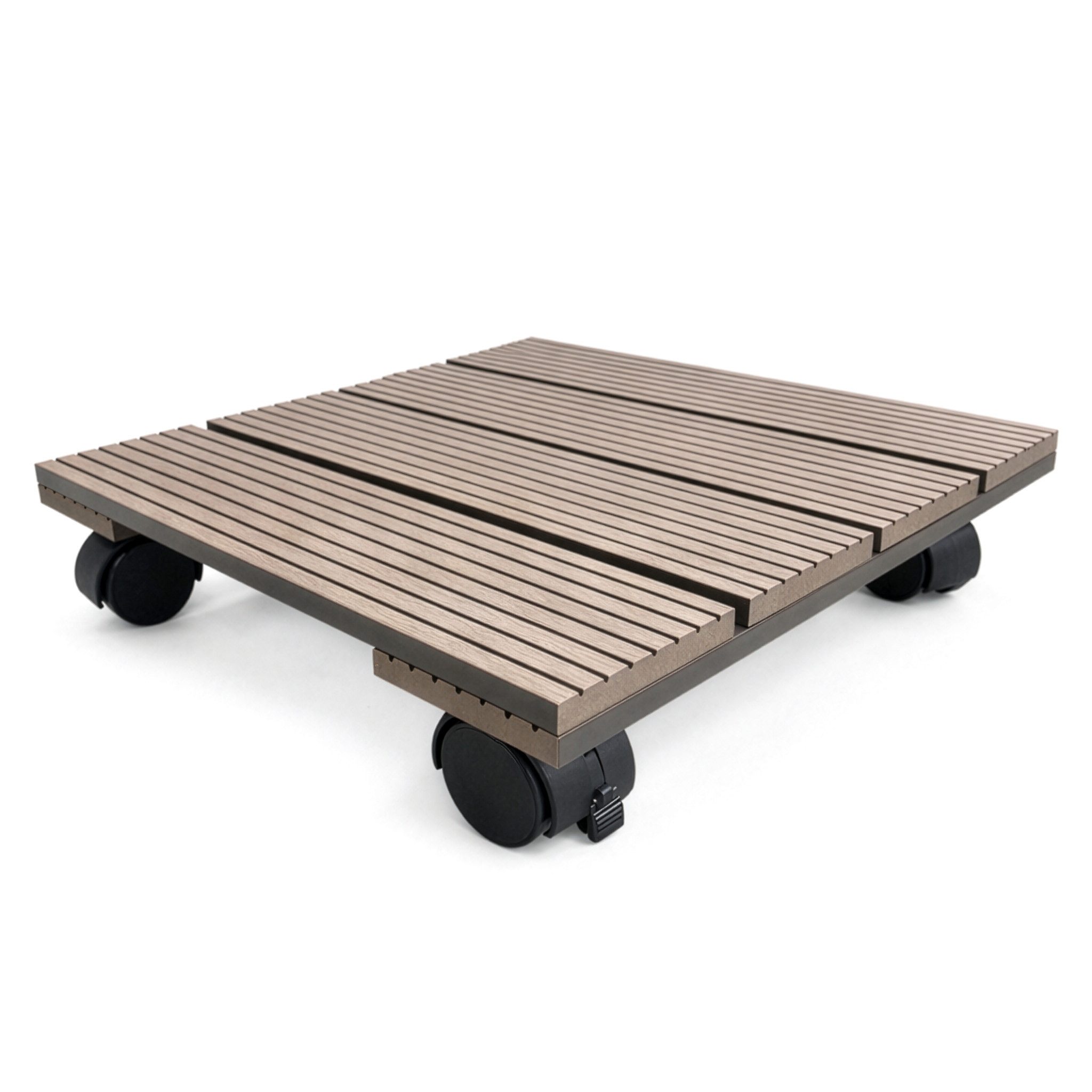 Floordirekt Pflanzenroller Marquis, eckig aus WPC 30x30 cm, mit Bremse, Rolluntersetzer bis 80 kg, (1-St), stabile 360 Grad Lenkrollen, ideal für Blumentöpfe & Pflanzkübel