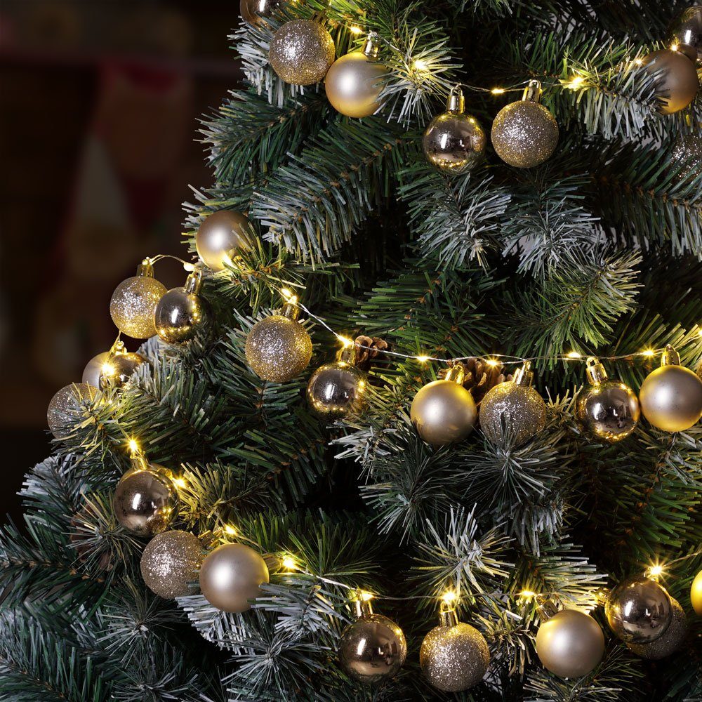 Casaria Außen Weihnachtskugeln Lichterkette, 40 8 m Lichterkette Innen silber 2 Batterie LED