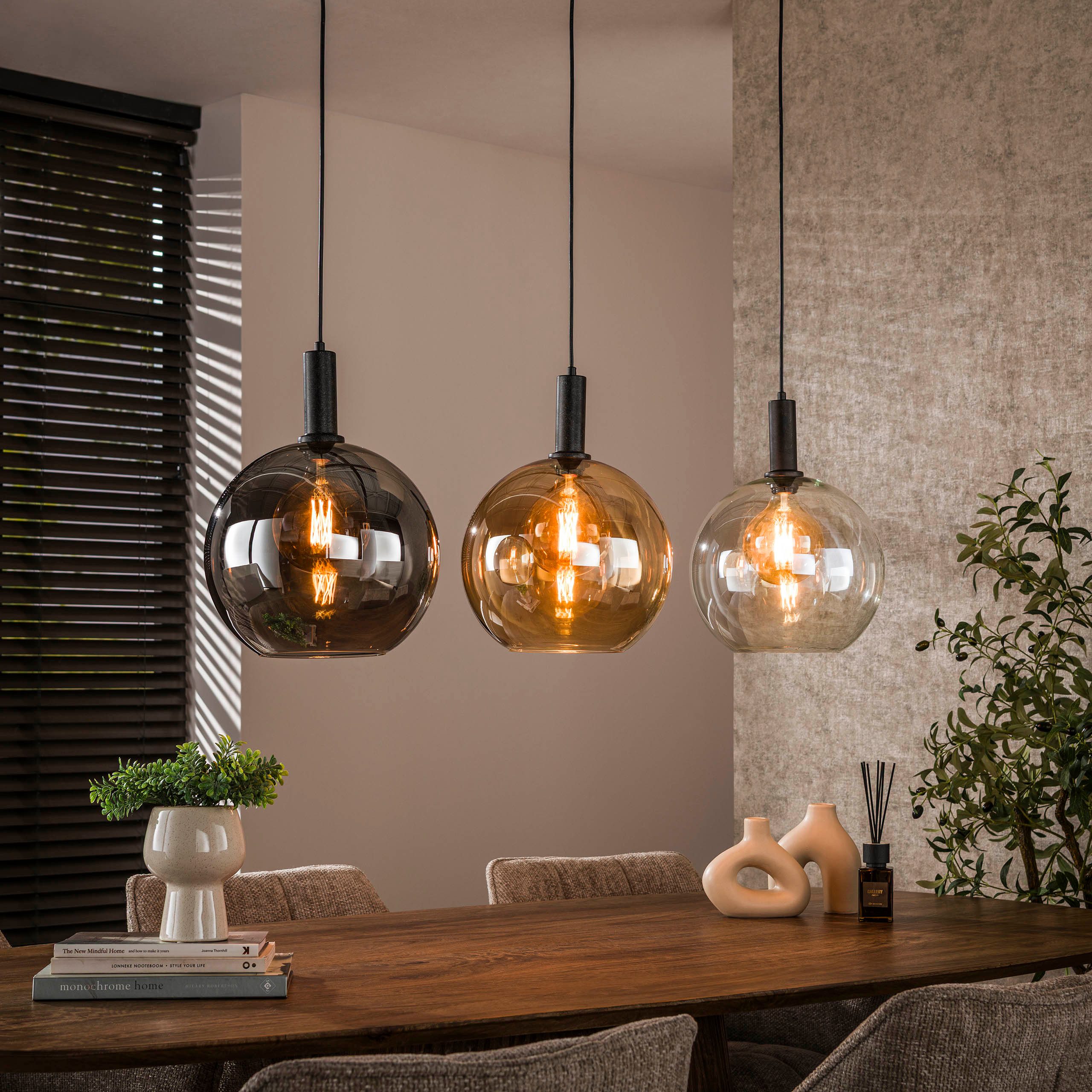 Sitheim® Pendelleuchte Pendelleuchte Sfera Tricolore 3-Fassungen, LED wechselbar, 3-flammig, kugelförmige Glasschirme