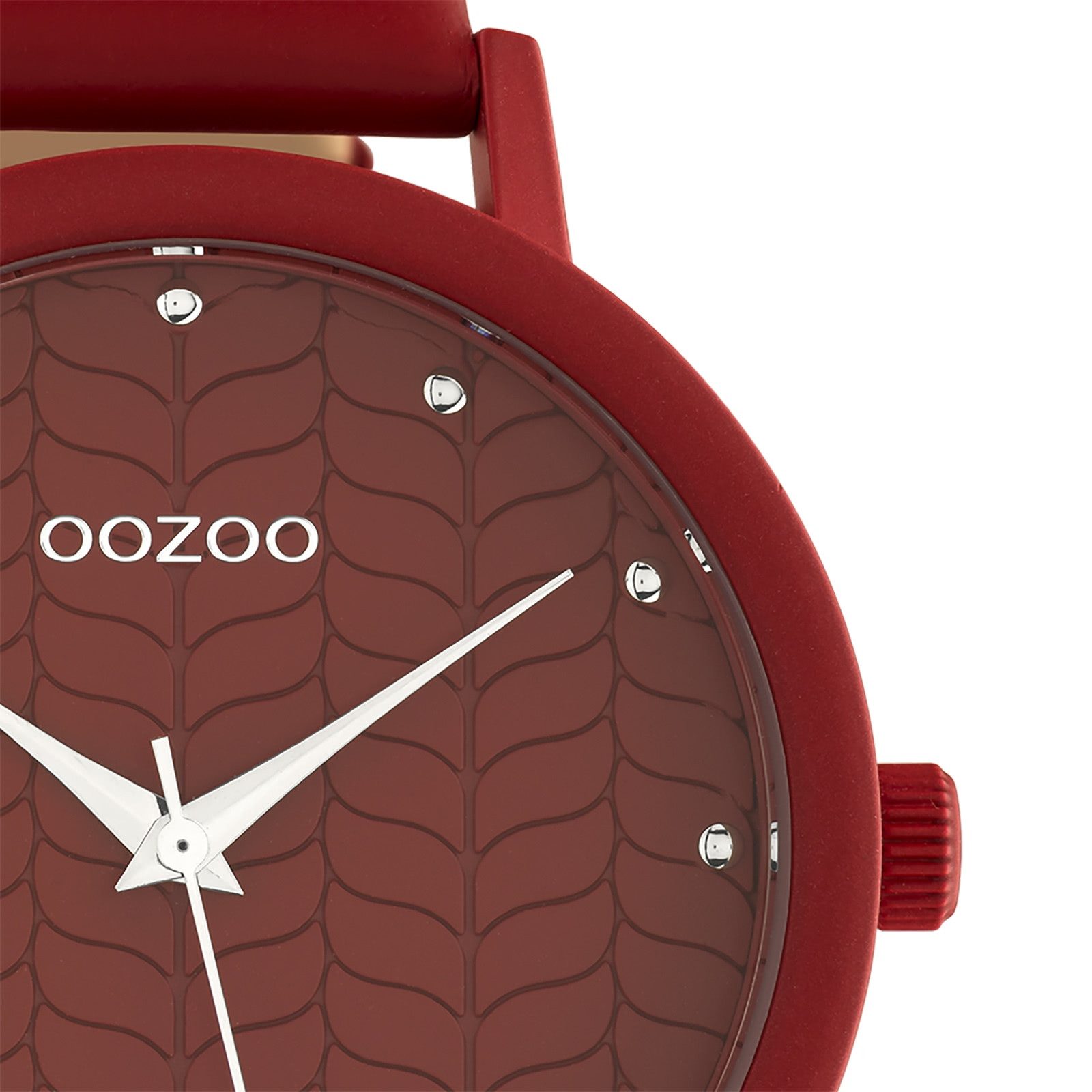 OOZOO Quarzuhr Oozoo Damen Armbanduhr Timepieces Analog, (Analoguhr), Damenuhr rund, groß (ca. 45mm) Lederarmband rot