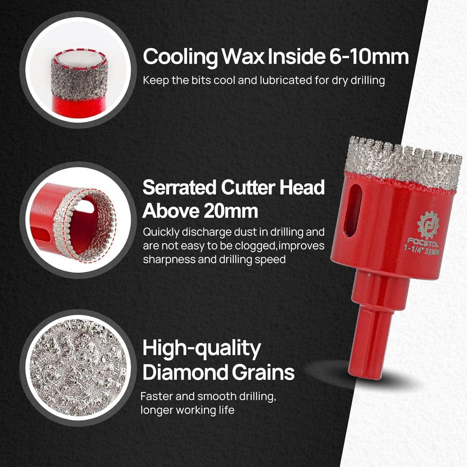 LuxusKollektion Fliesenbohrer Fliesenbohrer Diamant 11 Porzellan Keramik Marmor Granit KIT4(Dreieck)