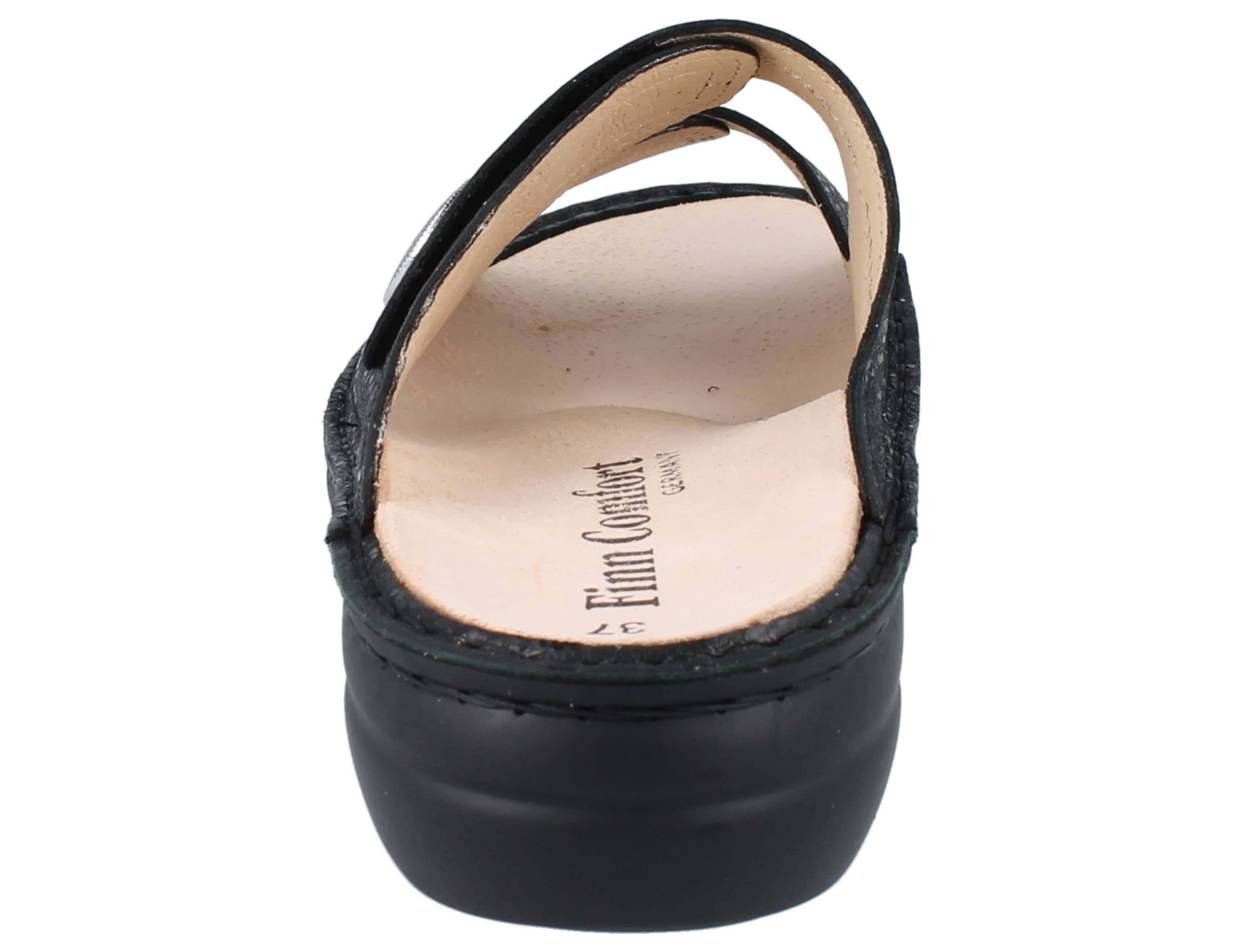 Finn Comfort FINN COMFORT Sansibar Damen Pantolette schwarz black geprägtes Pantolette Wechselfußbett