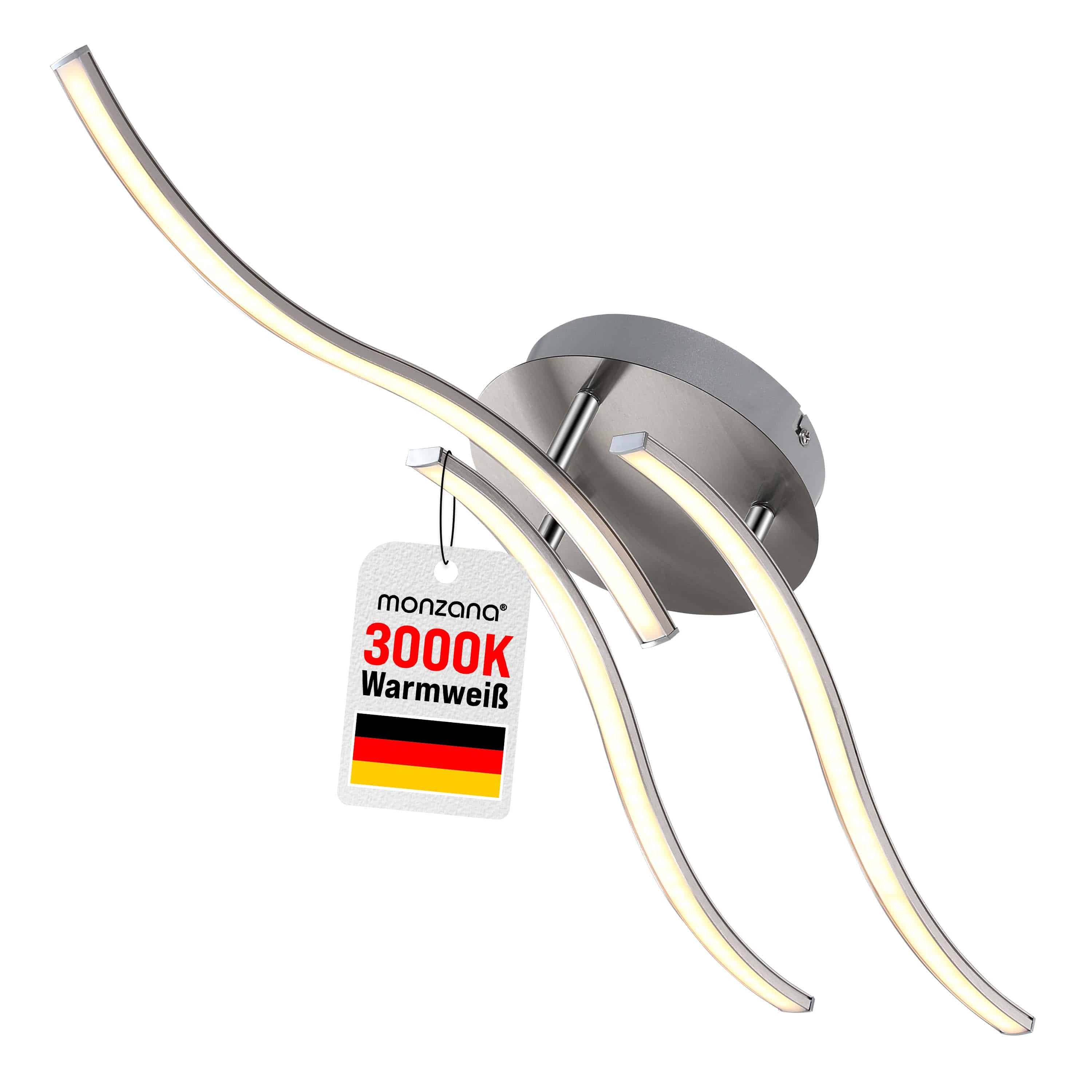monzana Deckenleuchte Tripple Bolge, Modell "Tripple Bolge", LED 3 flammig warmweiß Flexible Arme Silber Deckenlampe