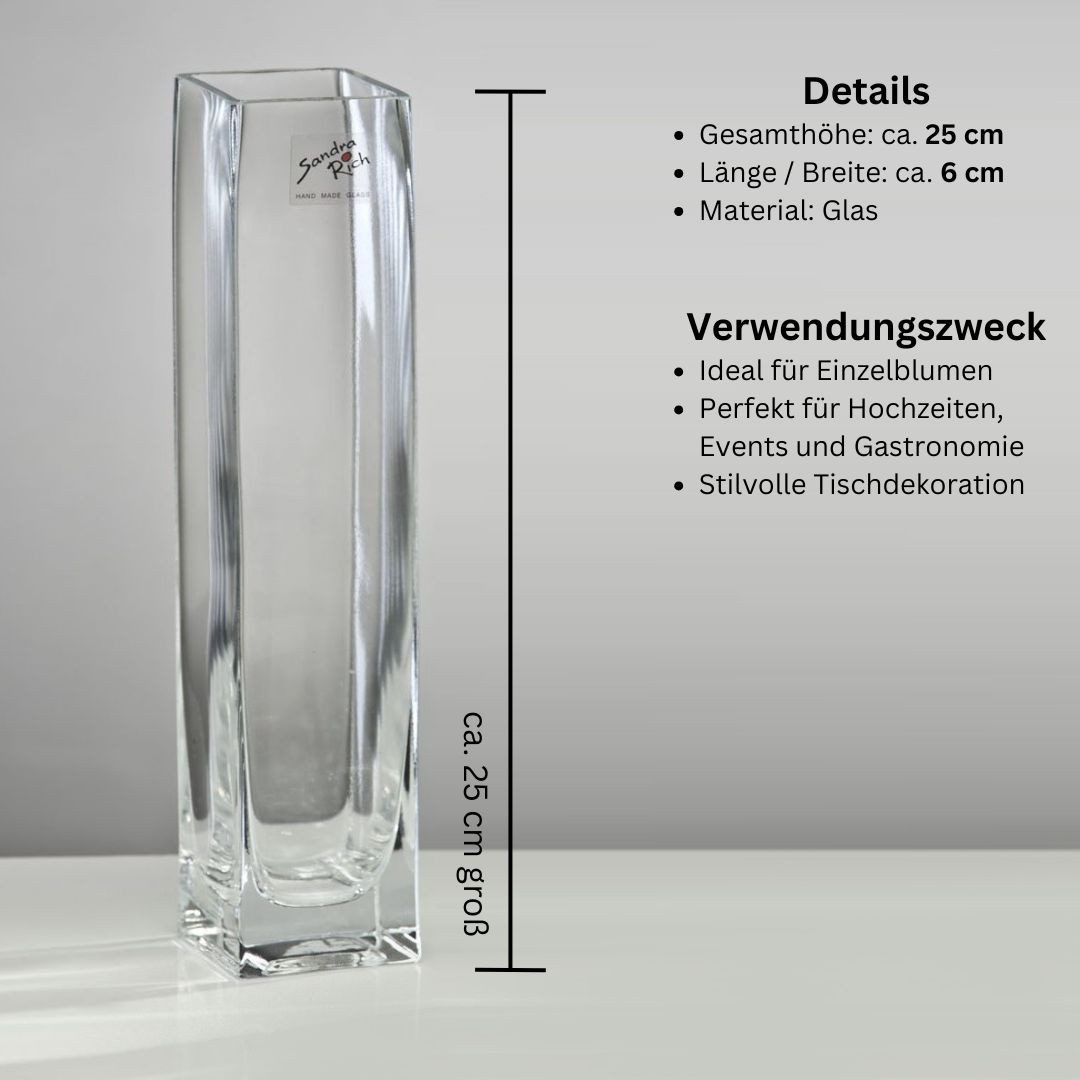 Sandra Rich Dekovase SANDRA RICH Glasvase "Square", schlanke Blumenvase, 6 günstig online kaufen
