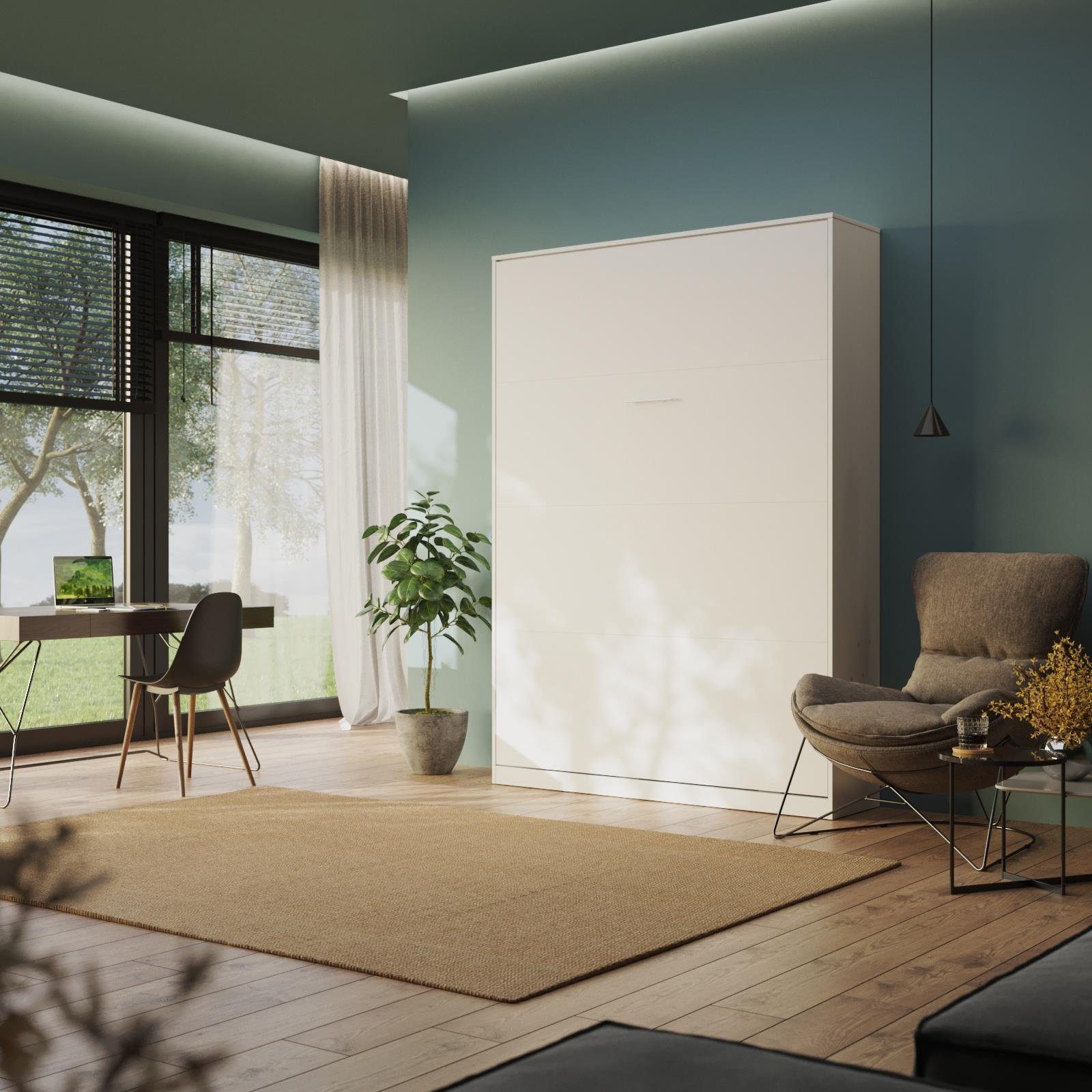 SMARTBett Schrankbett Classic mit Gasdruckfedern 100x200cm 140x200cm 160x200cm horizontal/quer oder vertikal/hochkant klappbar