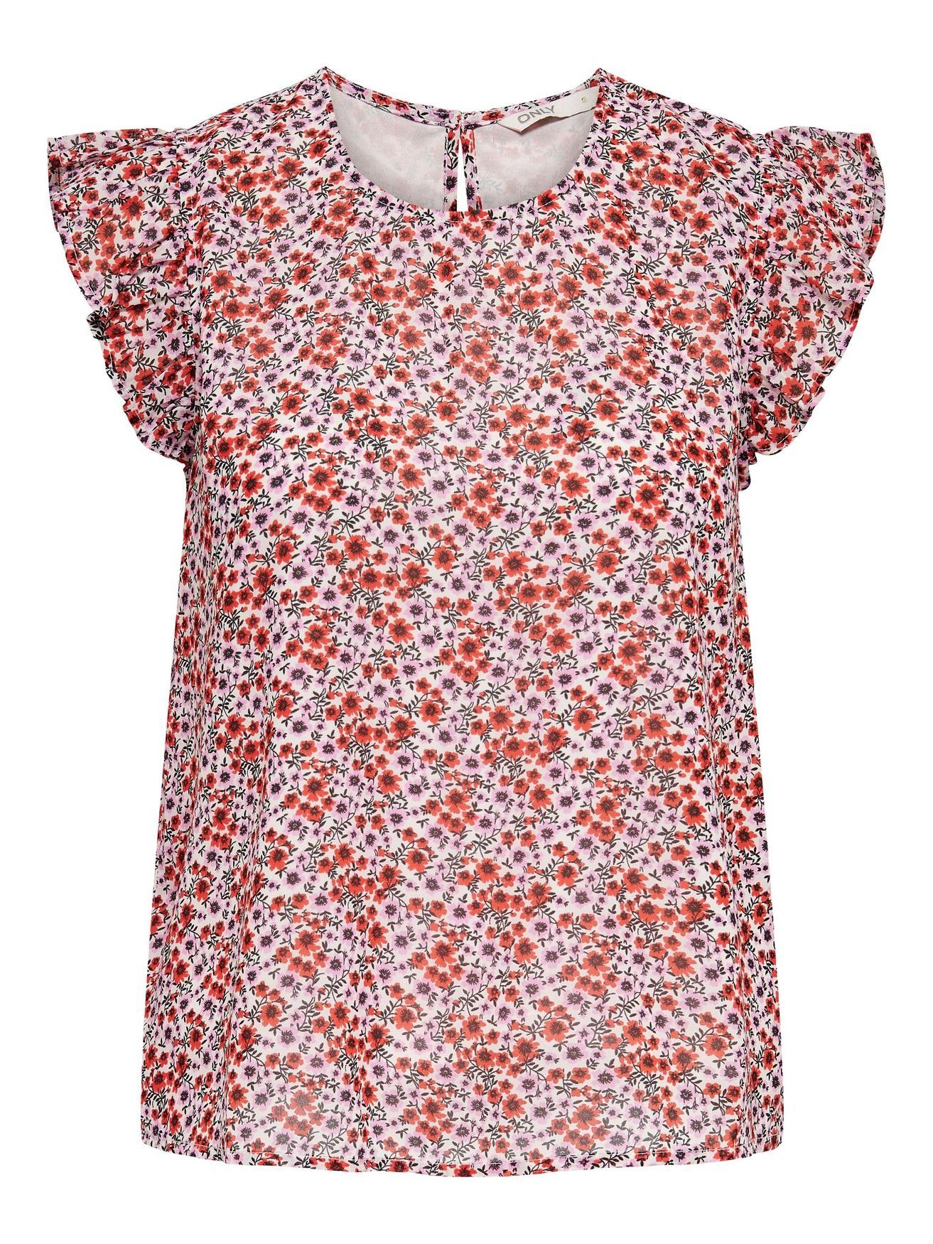 Only ONLANN Star S/L Frill Top Noos PTM Camicia da Donna, Night Sky/DOT