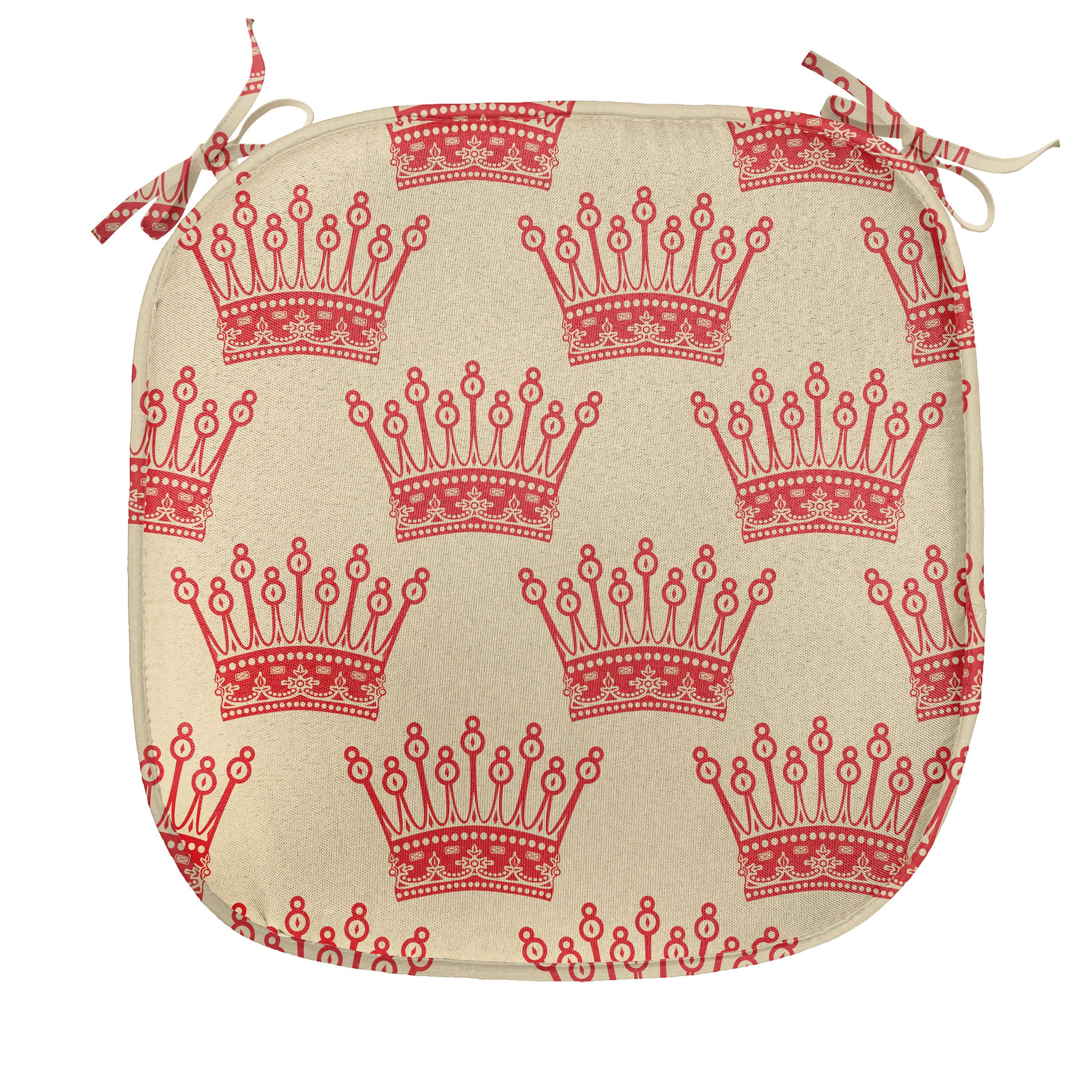 für Dekoratives Königin mit Abakuhaus Crown wasserfestes Pattern Vintage Stuhlkissen Red Riemen Küchensitze, Kissen