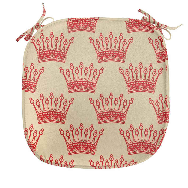 Abakuhaus Stuhlkissen Dekoratives wasserfestes Kissen mit Riemen für Küchensitze, Königin Vintage Red Crown Pattern