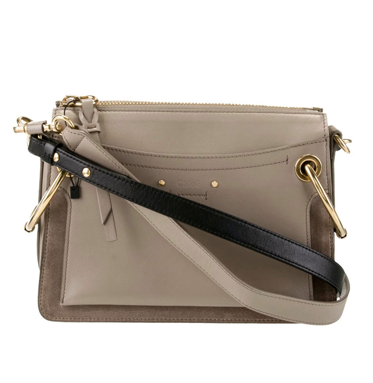 Chloé Schultertasche Medium Roy Tasche Crossbody Glatt & Veloursleder, Zwei abnehmbare Schulterriemen. Zwei Trageoptionen.