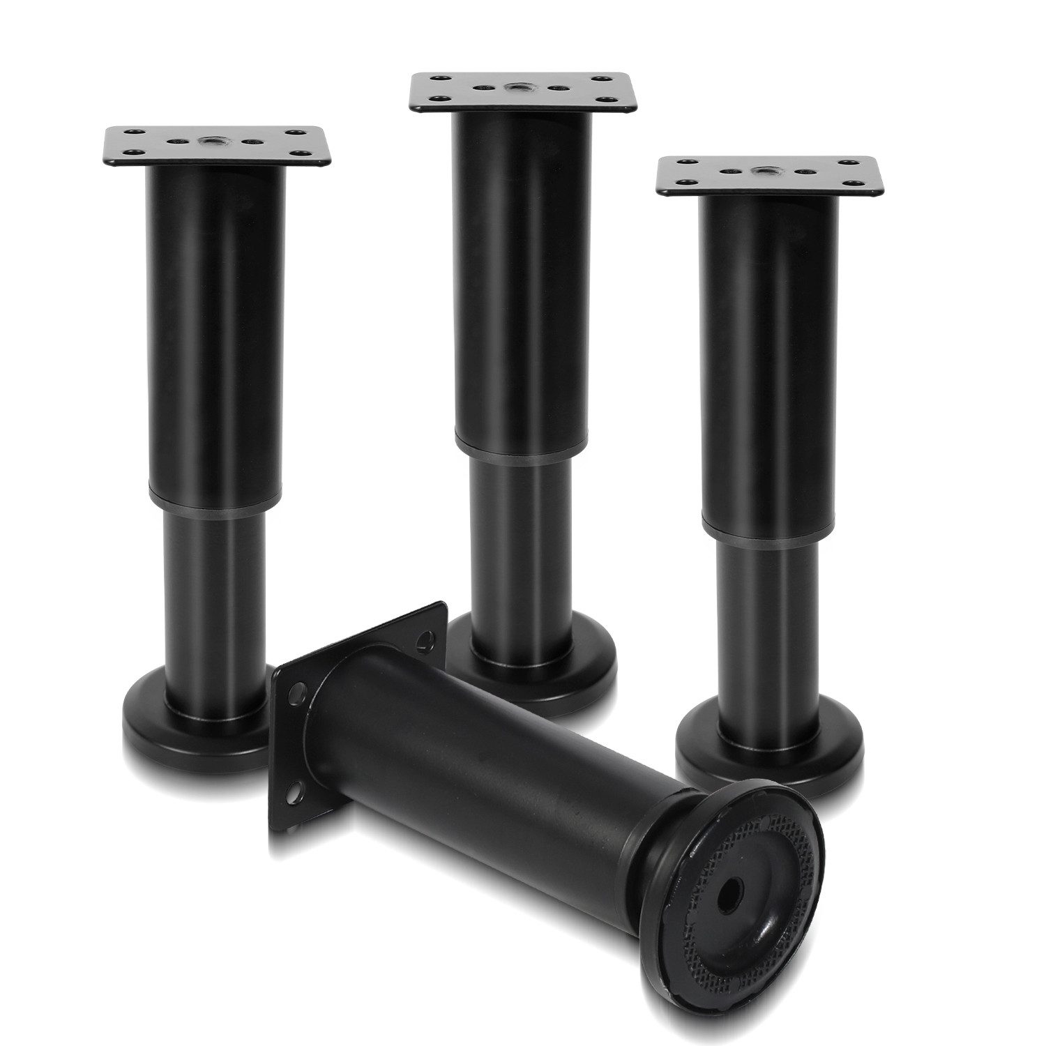 Clanmacy Möbelfuß 4X Möbelfüße 12-18cm Dehnbar( Schwarz)  Verstellbar Hotel Sockelfüße