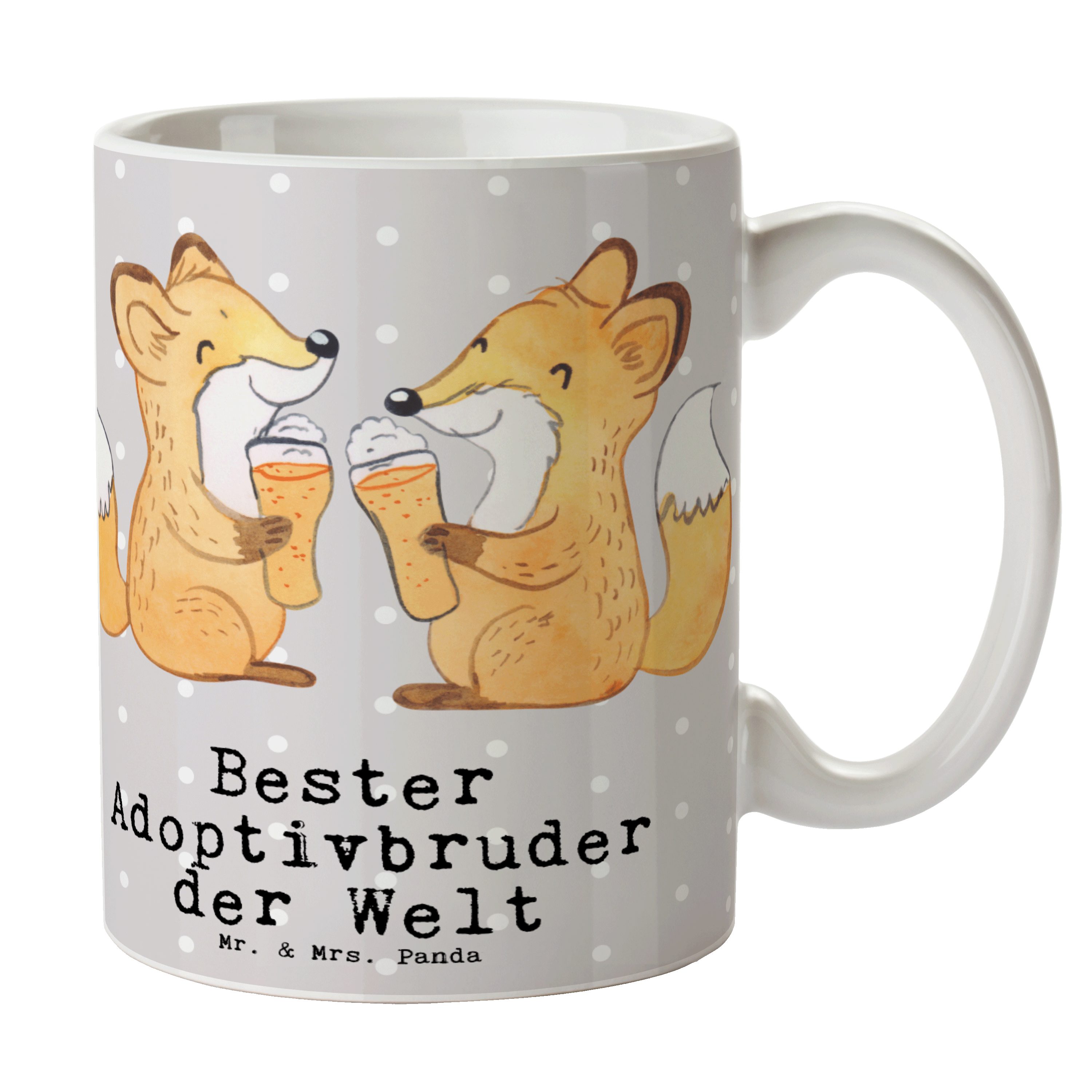 - - Keramik Fuchs für, Bester Mr. Geschenk, Panda Adoptivbruder F, Pastell der Tasse Welt & Grau Mrs.