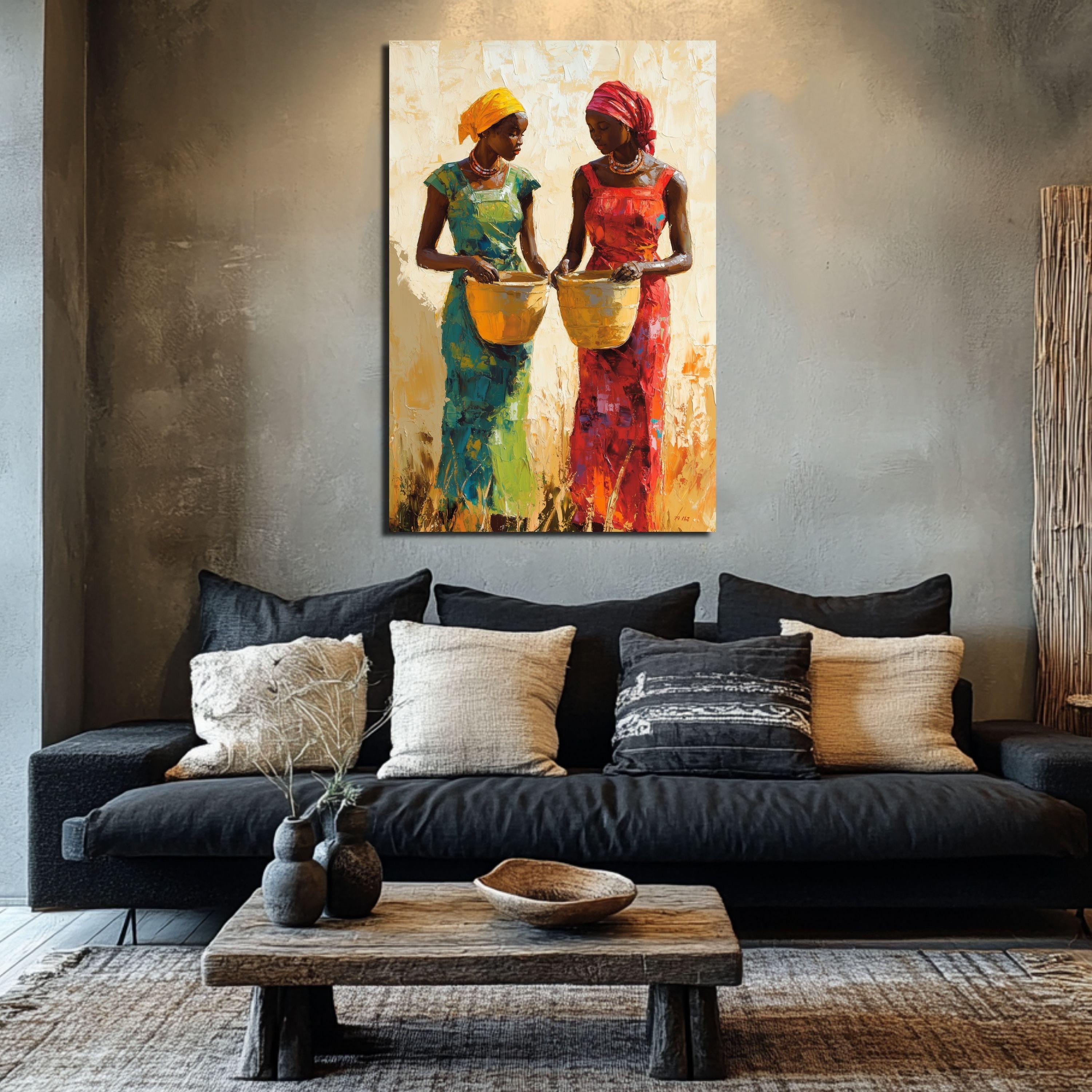 DARO Design Leinwandbild Modern Abstrakt Wandbilder XXL Wandbild Wand Deko Leinwand Bilder, (Frauen mit Wasser - Bild groß Wohnzimmer Schlafzimmer Küche Esszimm – Bild 3 von 5