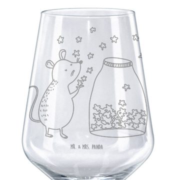 Mr. & Mrs. Panda Rotweinglas Maus Sterne - Transparent - Geschenk, Taufgeschenk, Wunsch, Rotwein G, Premium Glas, Luxuriöse Gravur
