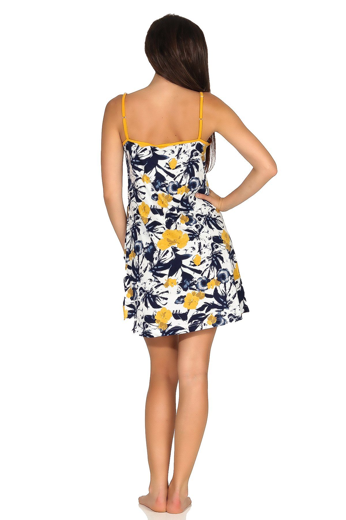 Normann Nachthemd Ärmelloses Damen Spaghetti Nachhemd in tollem geblümten Design – Bild 3 von 5