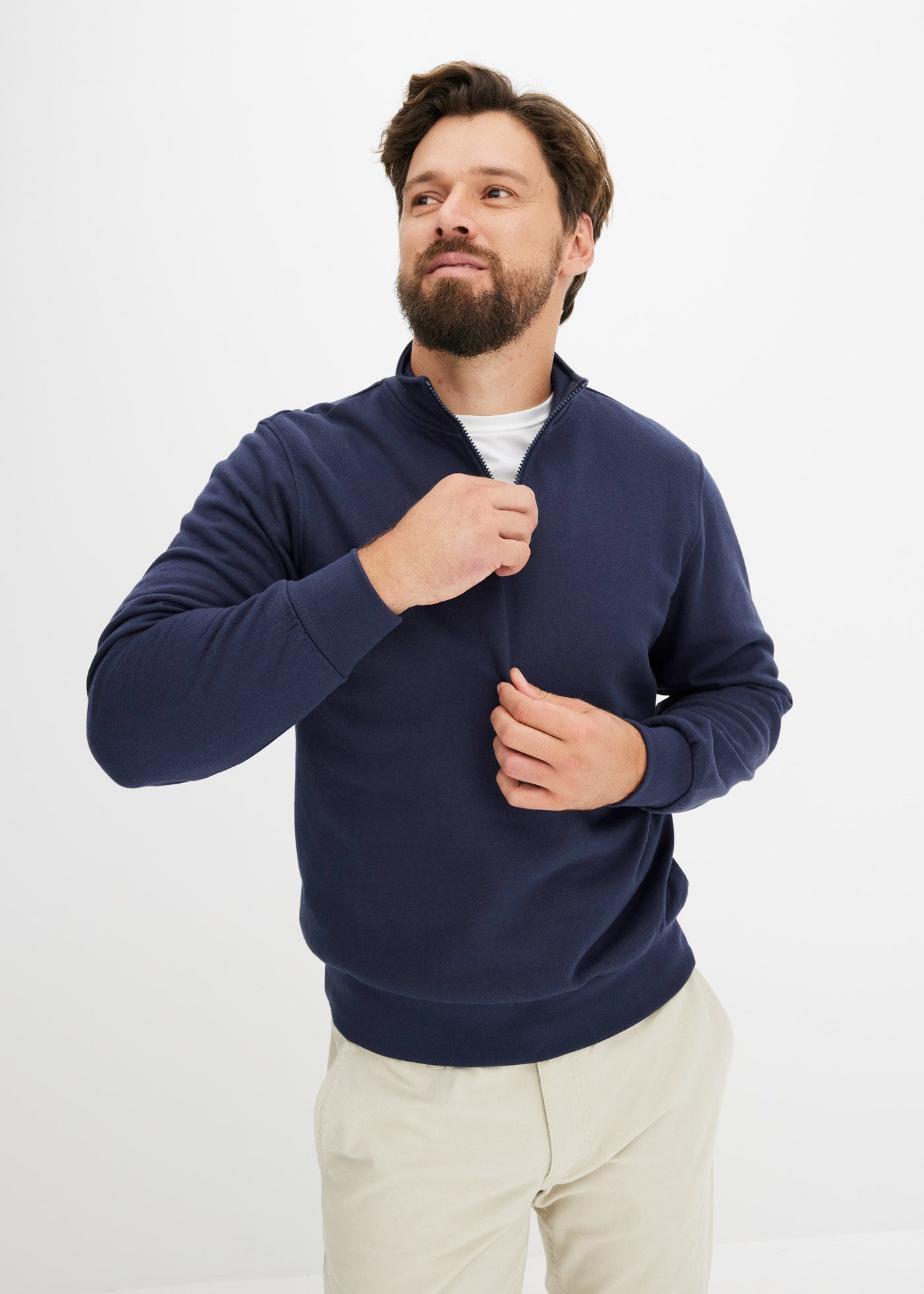 bonprix Sweatshirt mit Stehkragen, mit Reißverschluss, Regular Fit, unifarben