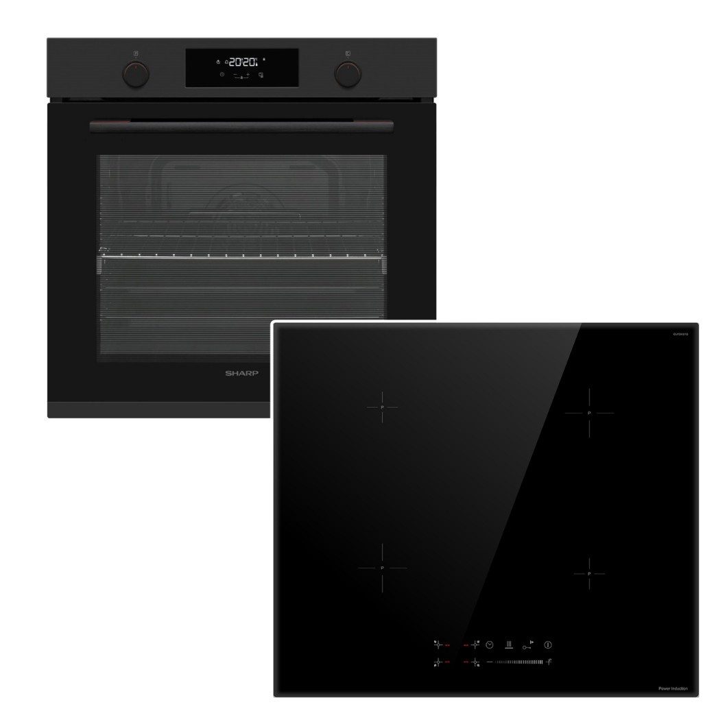 Sharp Backofen-Set Backofen Teleskopauszug+ keenberk Induktionskochfeld Boost TouchSlider, mit 1-fach Vollauszug