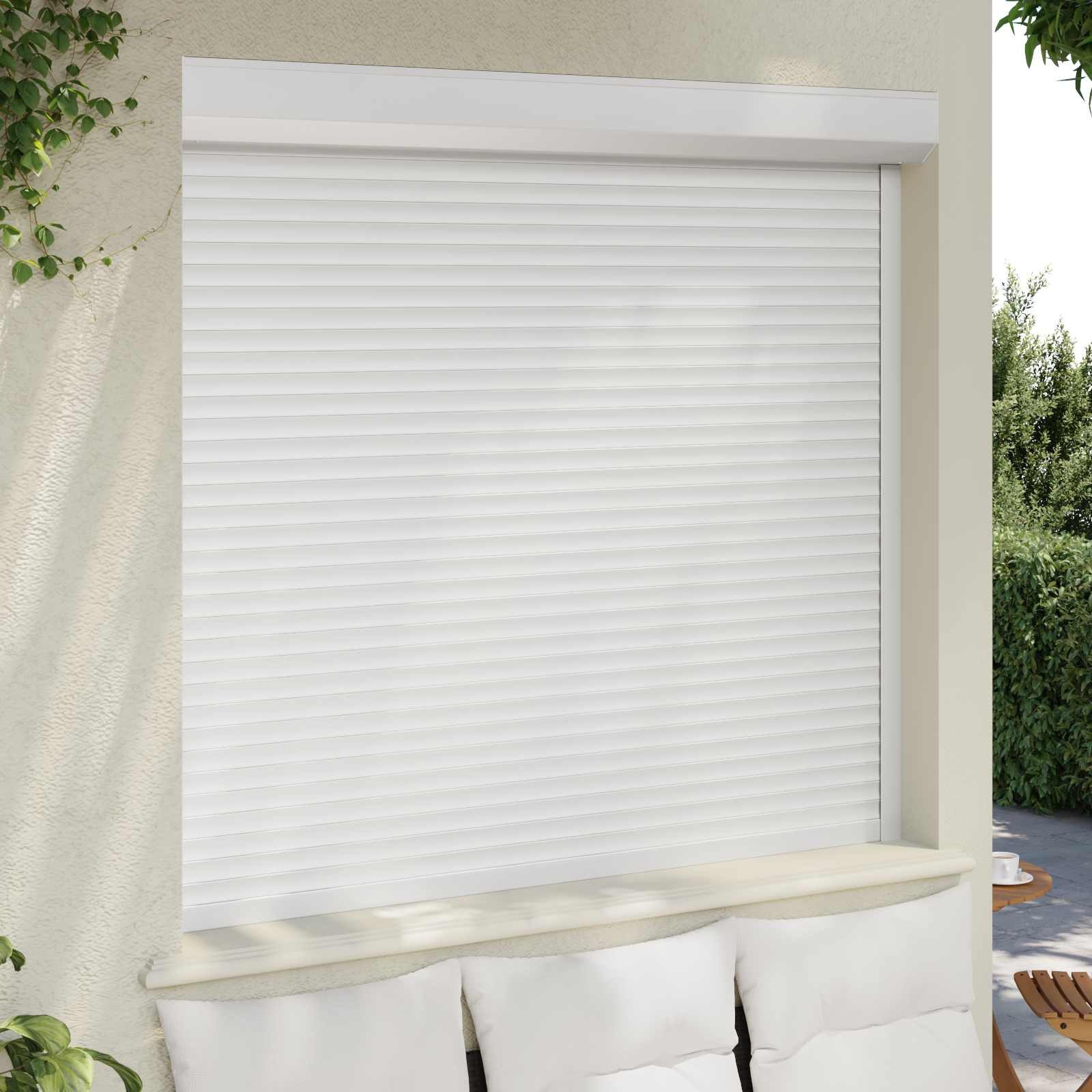 vidaXL Fensterladen Rollladen Weiß 160 x 150 cm Aluminium und Polyurethan, BxH: 14x150 cm, (1-St)