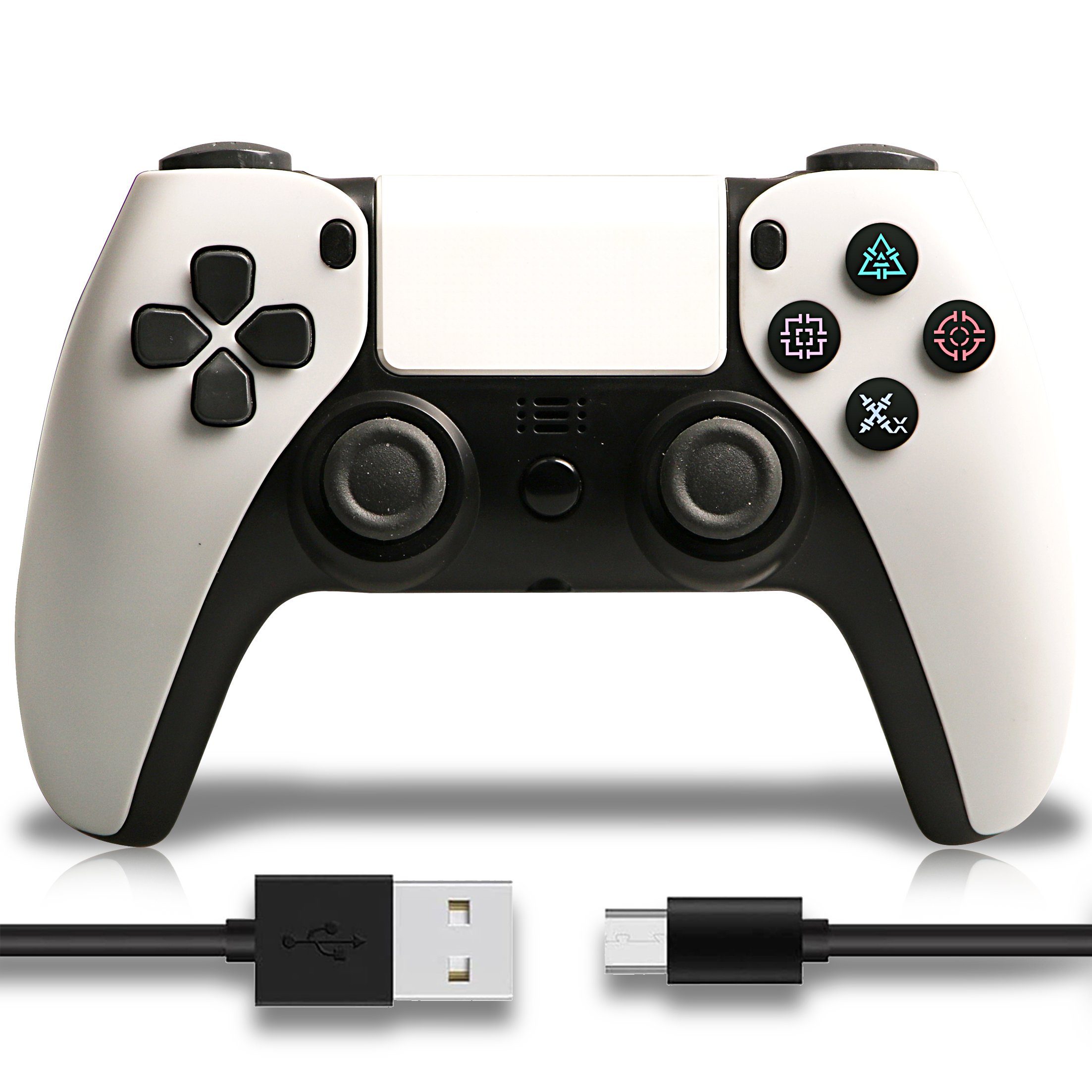 Tadow Wireless Gamepad, Controller, für PS4, Bluetooth, Weiß PlayStation 4- Controller (Dampf volle Funktion PS5 Formfaktor PS4 Gamepad)