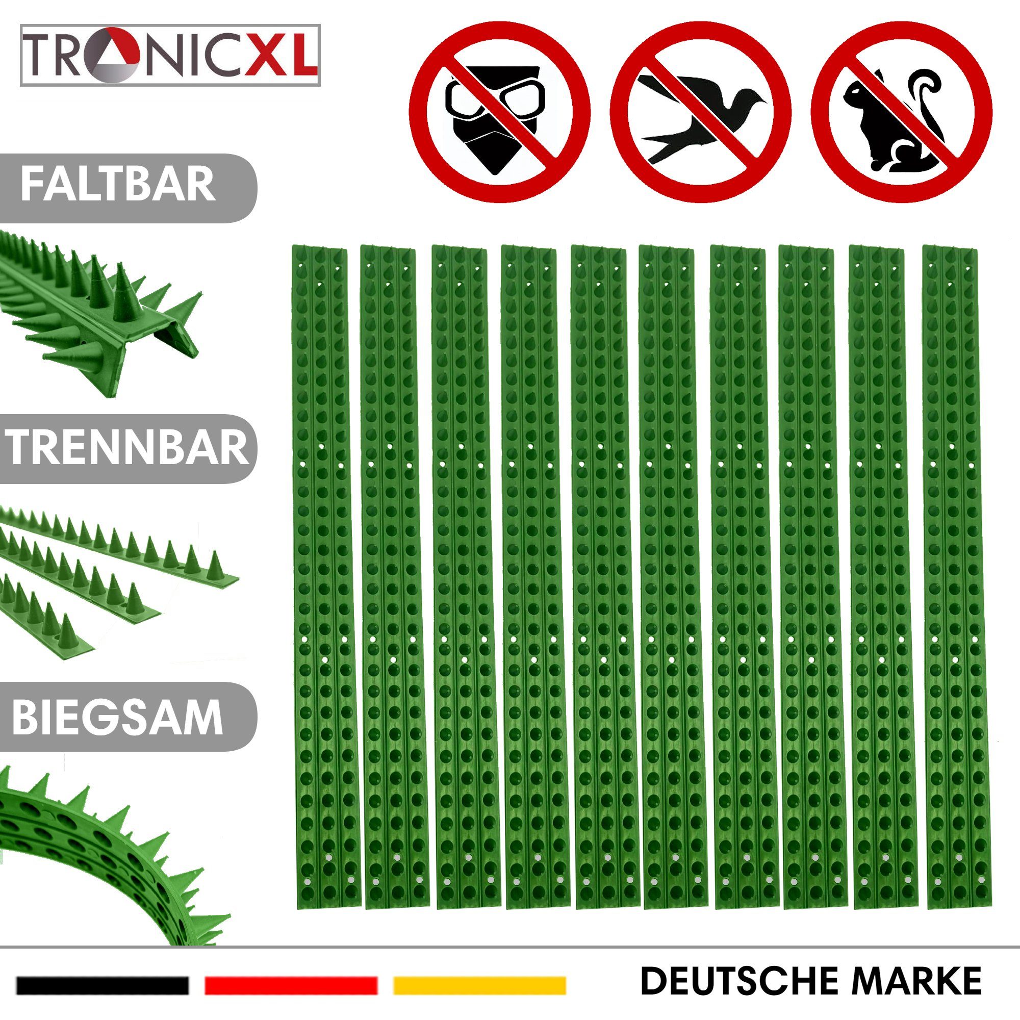 Taubenspikes 10x GRÜN Taubenspikes Taubenabwehr Vogelabwehr Spikes Kunststoff Set