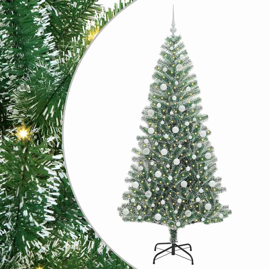 vidaXL Christbaumschmuck Künstlicher Weihnachtsbaum beschneit mit LED Licht 210 cm (1-tlg)