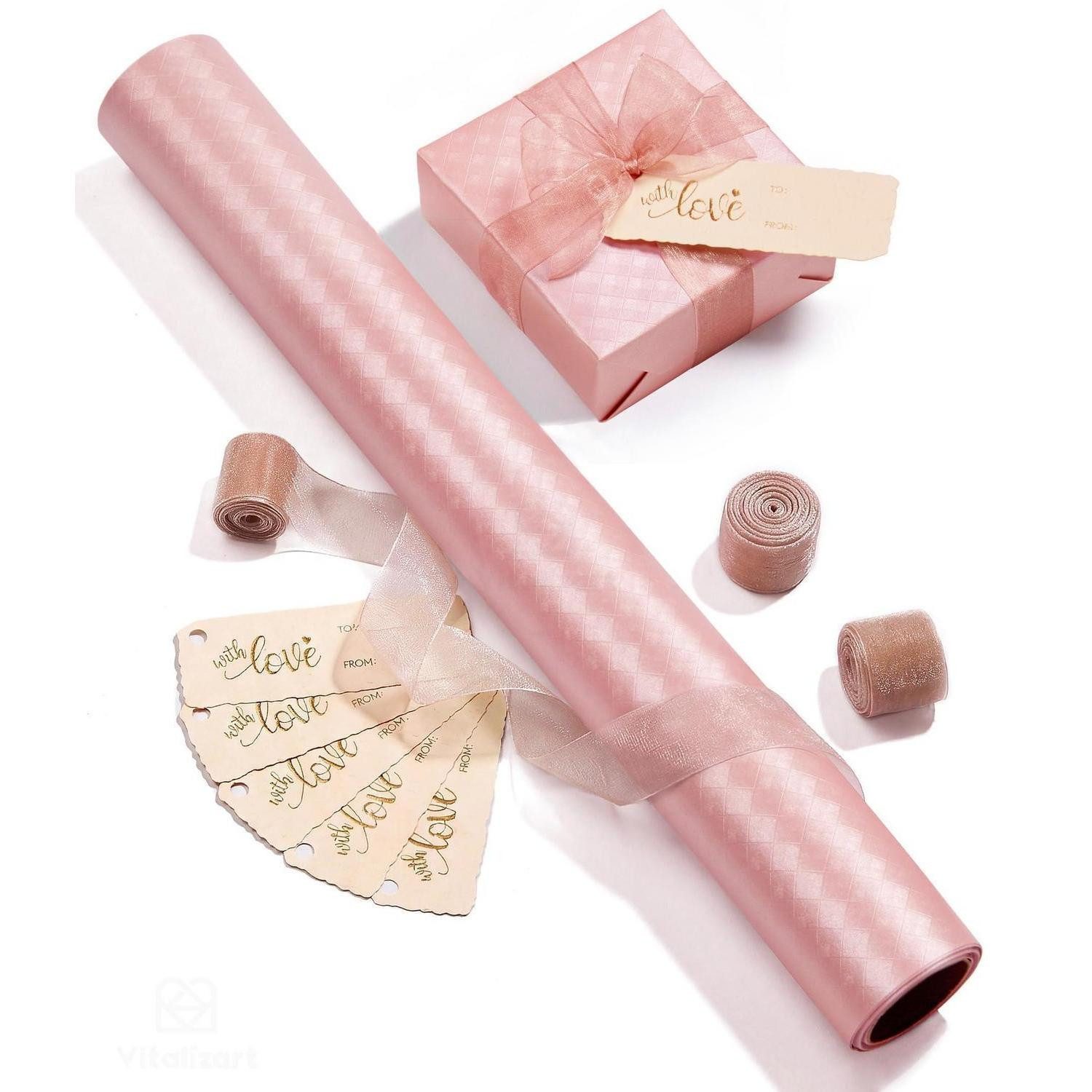 LuxusKollektion Geschenkpapier Geschenkpapier Set Rosa Metallic 43cm x 5m, (1St)