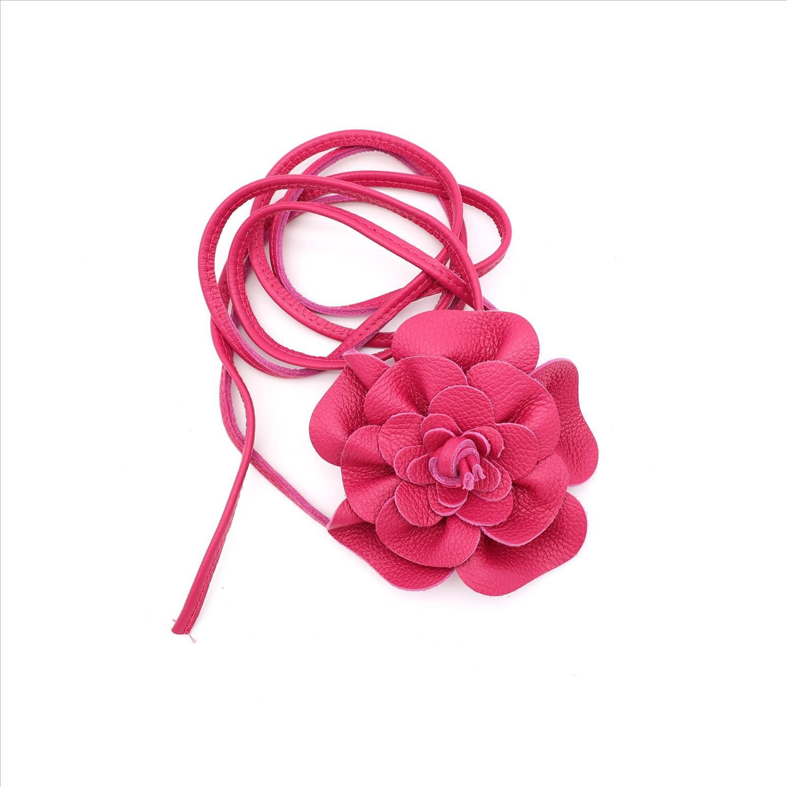 MIRROSI Taillengürtel Blume aus Echtleder zu binden, Einheitsgröße, Made in Italy Einheitsgröße (Geeignet für einen Hüftumfang bis zum ca.150 cm)