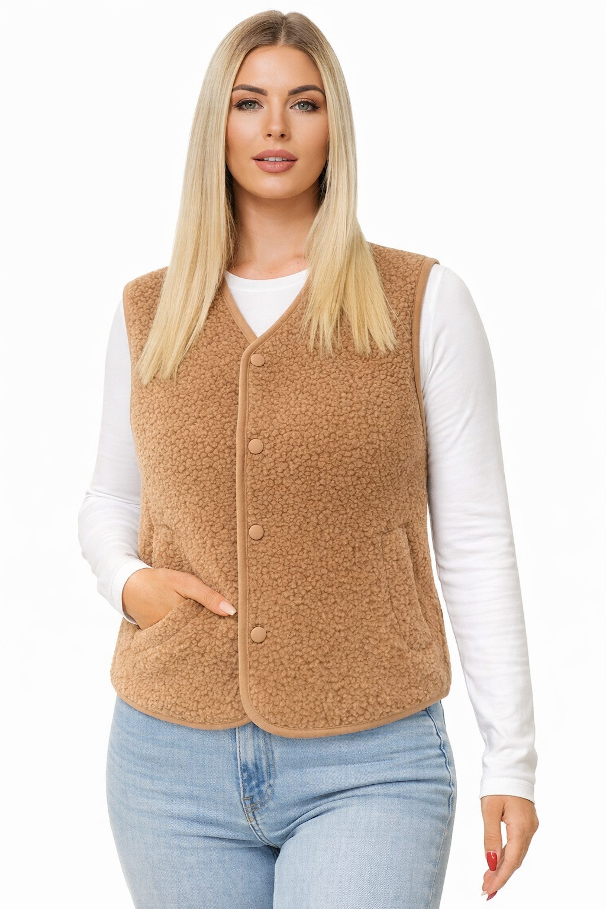 Worldclassca Fellimitatweste Worldclassca Teddy Weste Warm Kuschelig Kurz H günstig online kaufen